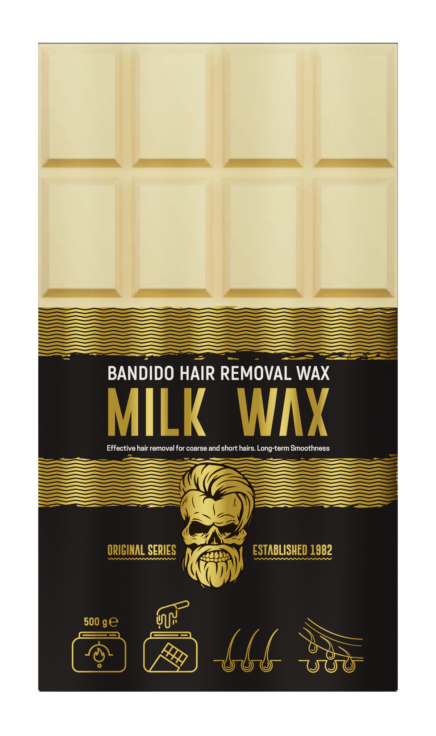 BANDIDO Hair Removal Wax, Unisex, 500g, Black, Milk, Azulen, Natural, 1300g Milk & Black Rosenform