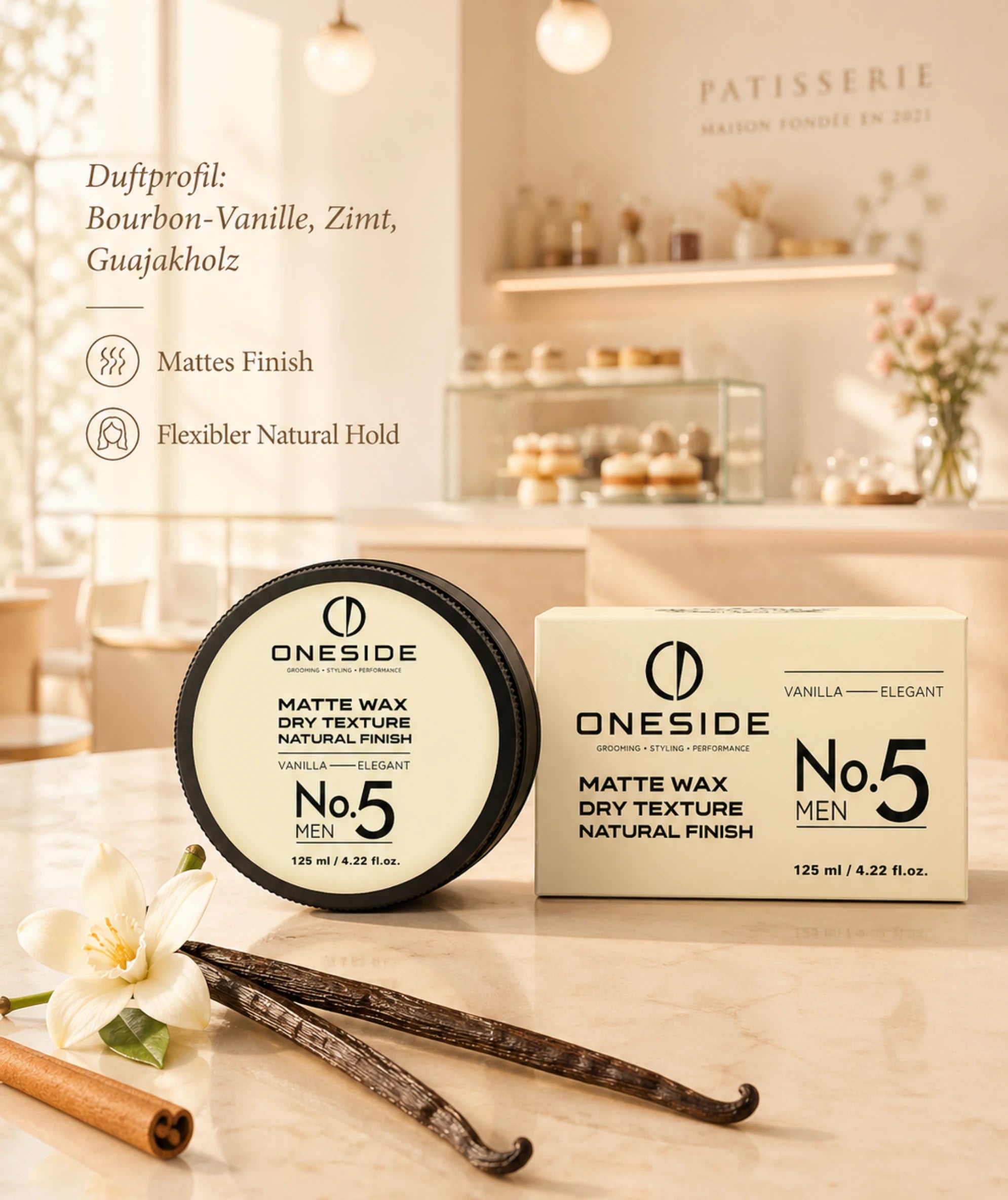ONESIDE Matte Wax Dry Texture Natural Finish No. 5 - Vanilla Elegant