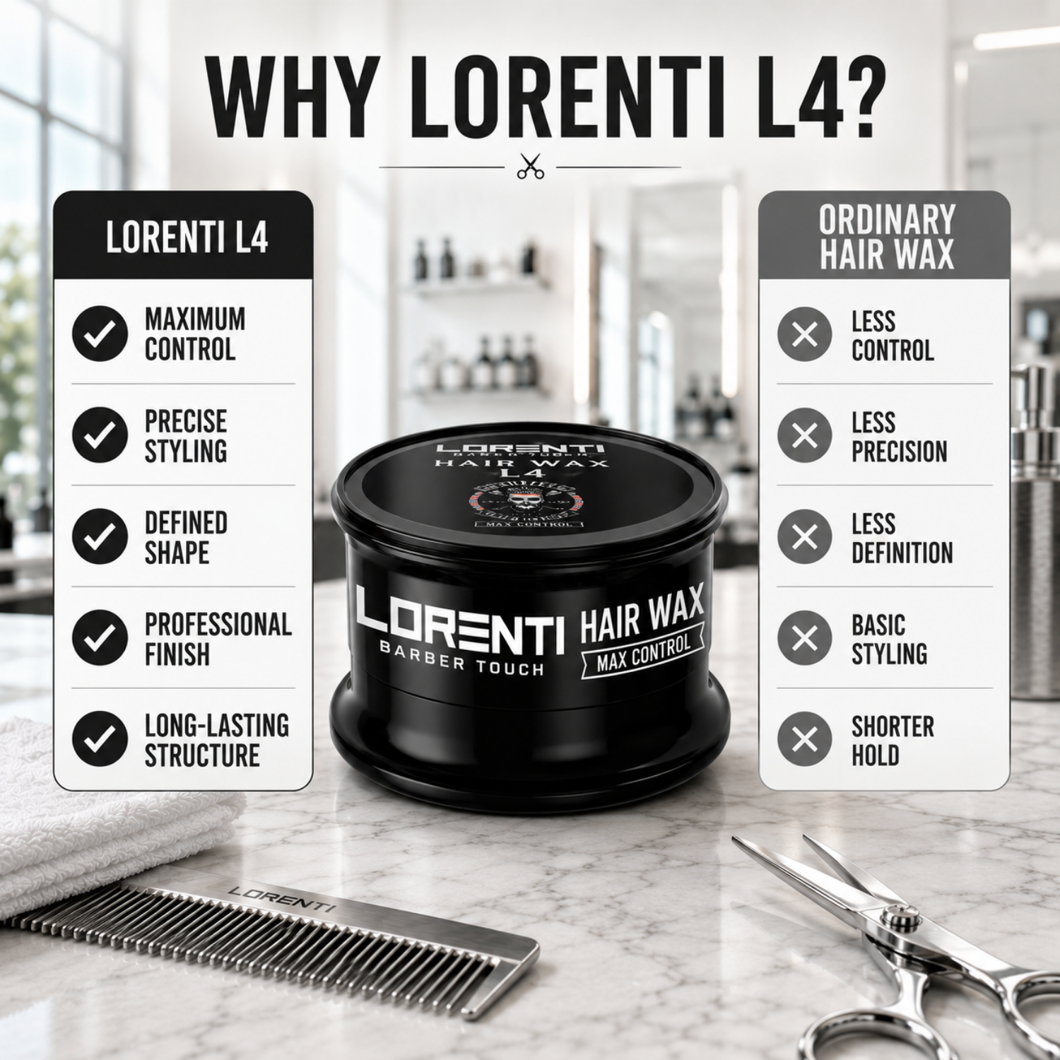 Lorenti Hair Wax L4 Max Control – Professionelles Haarwachs 150ml