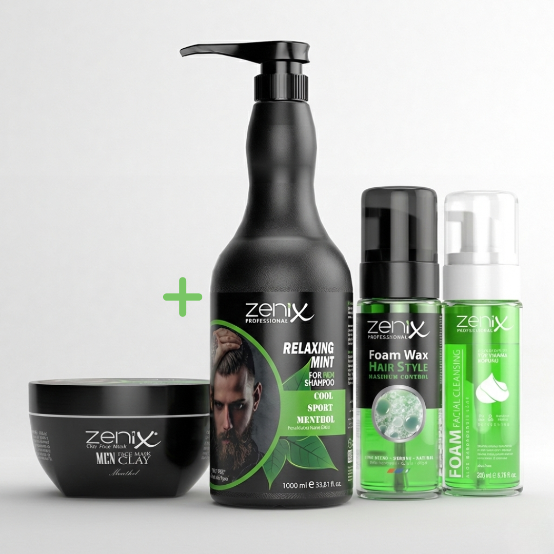 ZENIX MEN CARE BUNDLE: bestehend aus Face Foam, Wax Foam, Tonerdmaske, Haarshampoo