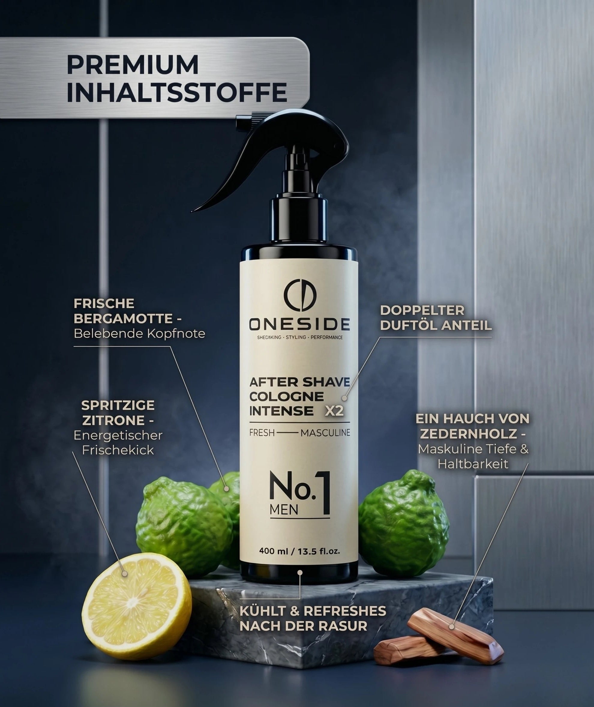 ONESIDE After Shave Cologne Intense No. 1 - Fresh Masculine