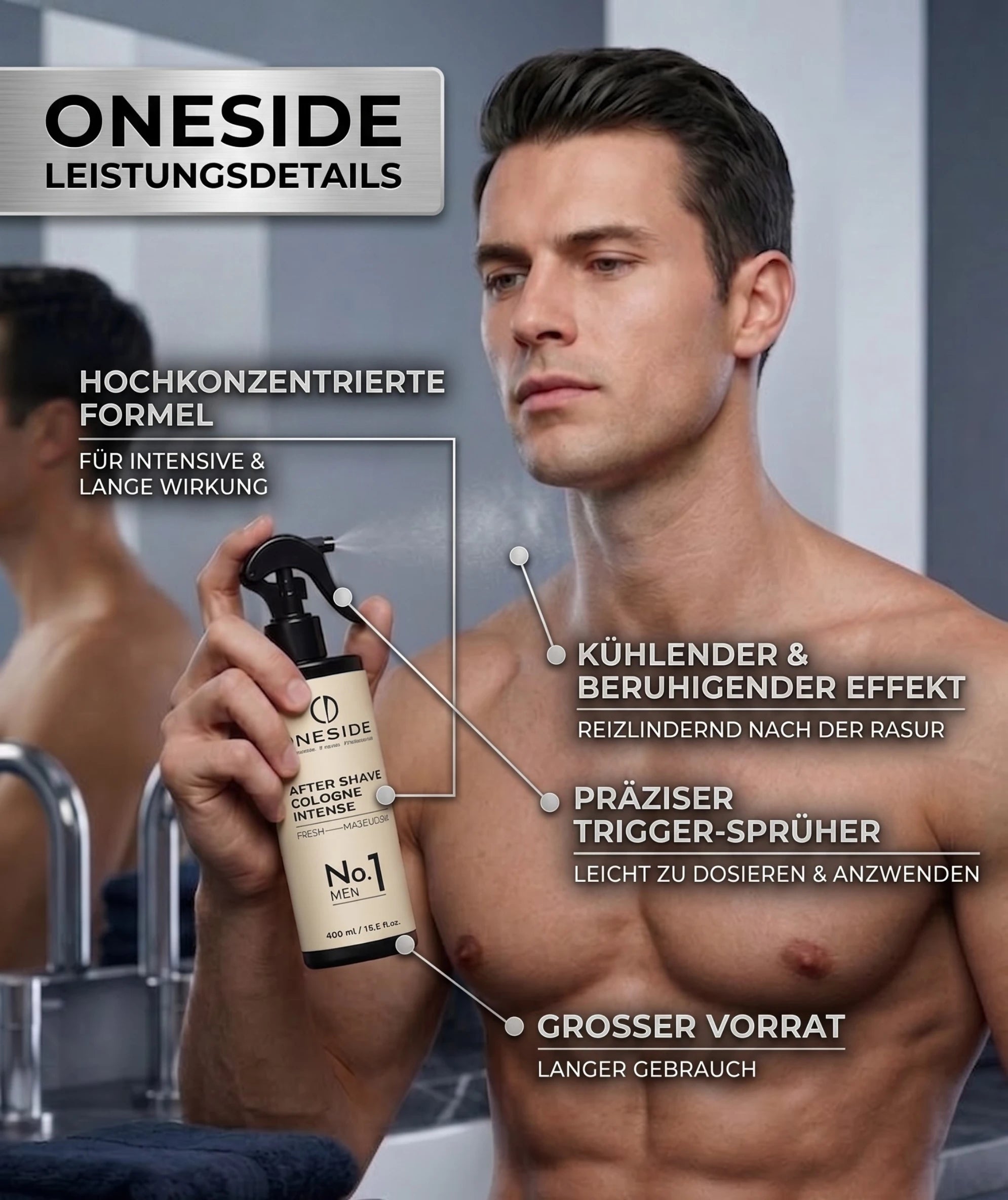 ONESIDE After Shave Cologne Intense No. 1 - Fresh Masculine