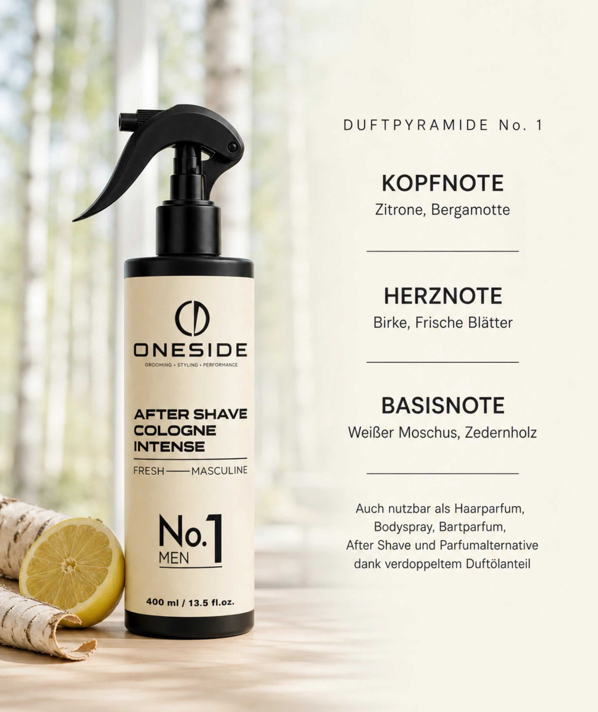 ONESIDE After Shave Cologne Intense No. 1 - Fresh Masculine