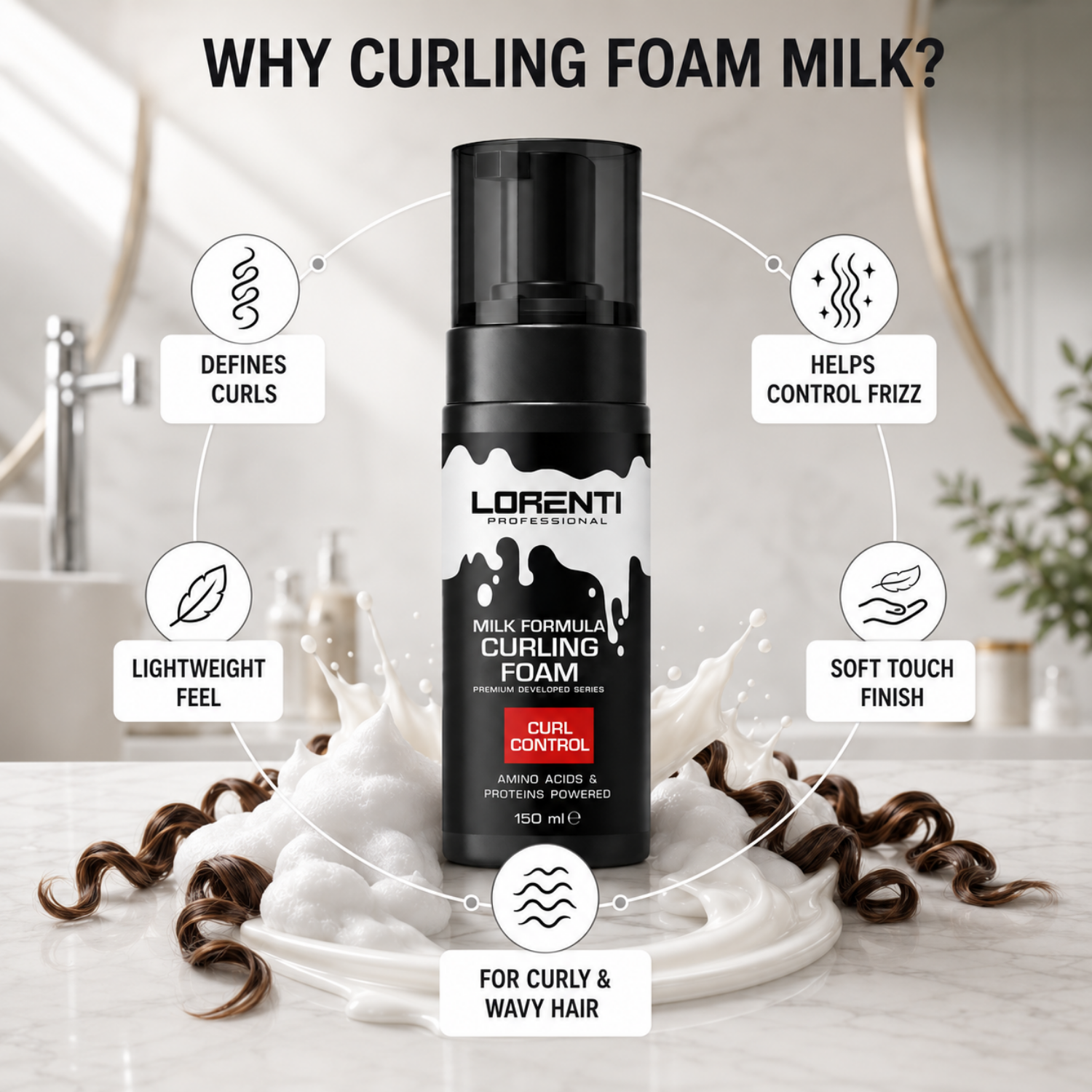 Lorenti Curling Foam Milk Formula 150 ml | Lockenschaum für definierte Curls