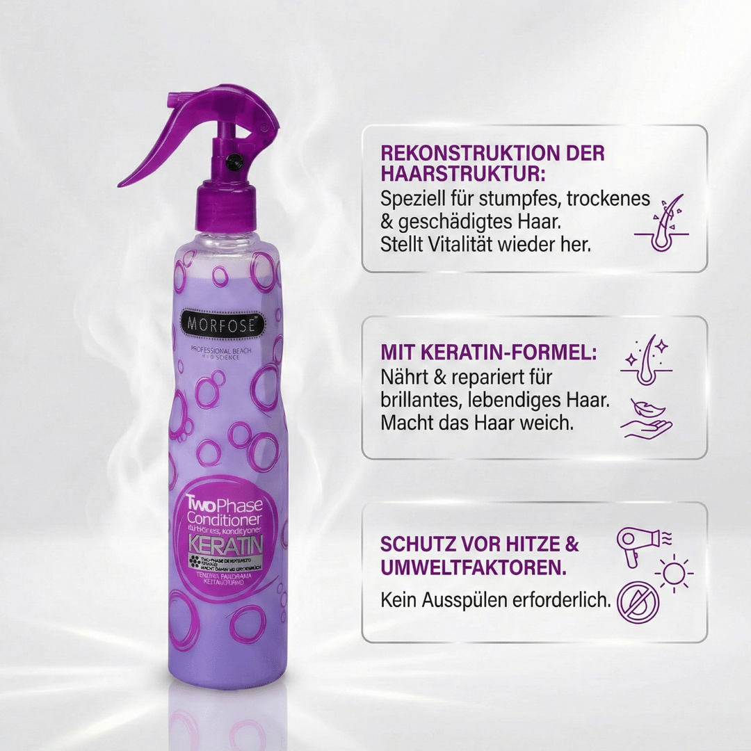 MORFOSE KERATIN SET: Bestehend aus Stärkendes Keratin-Shampoo, Reparierende Keratin-Haarkmaske & Two Phase Conditioner Aufbau & Schutz für geschädigtes Haar