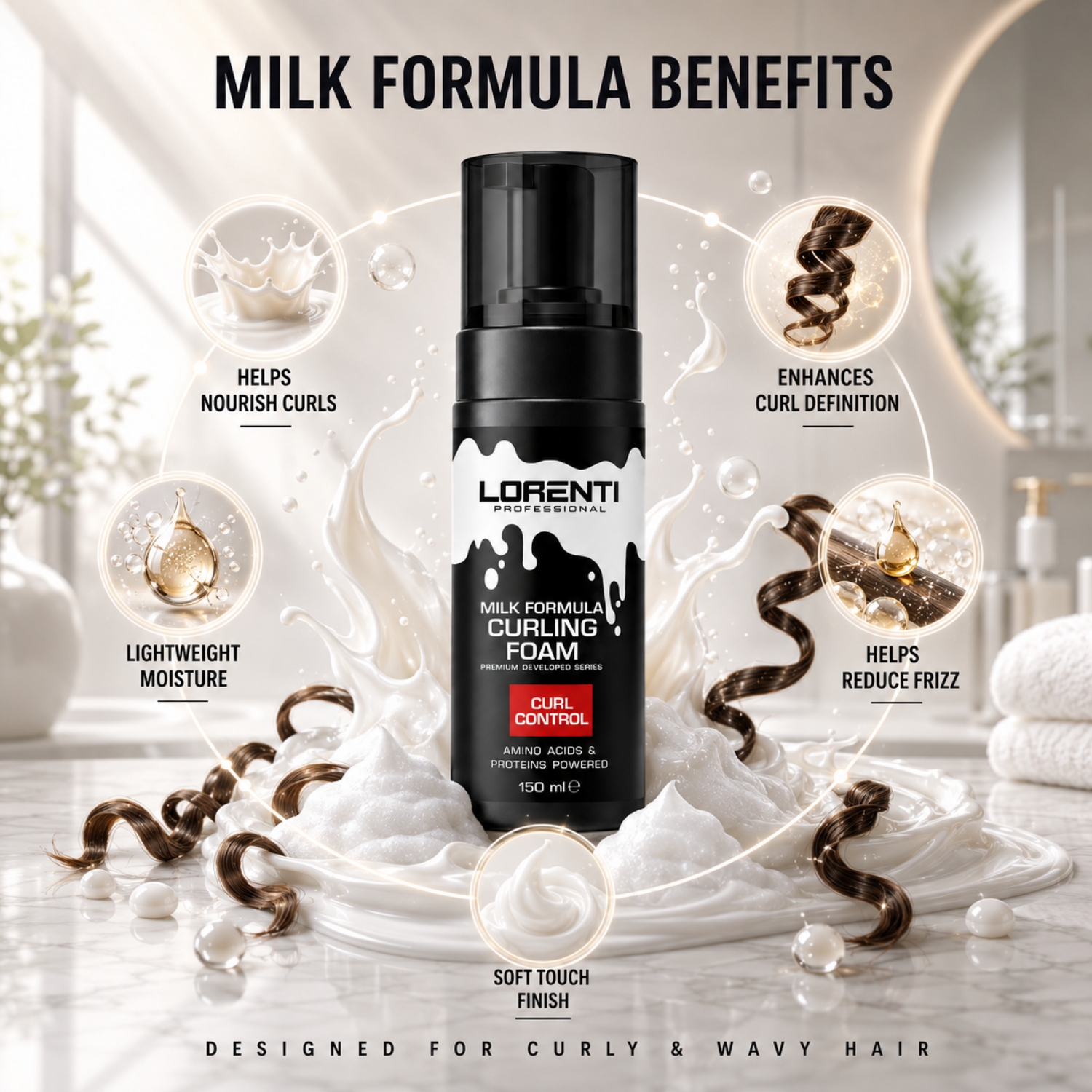 Lorenti Curling Foam Milk Formula 150 ml | Lockenschaum für definierte Curls