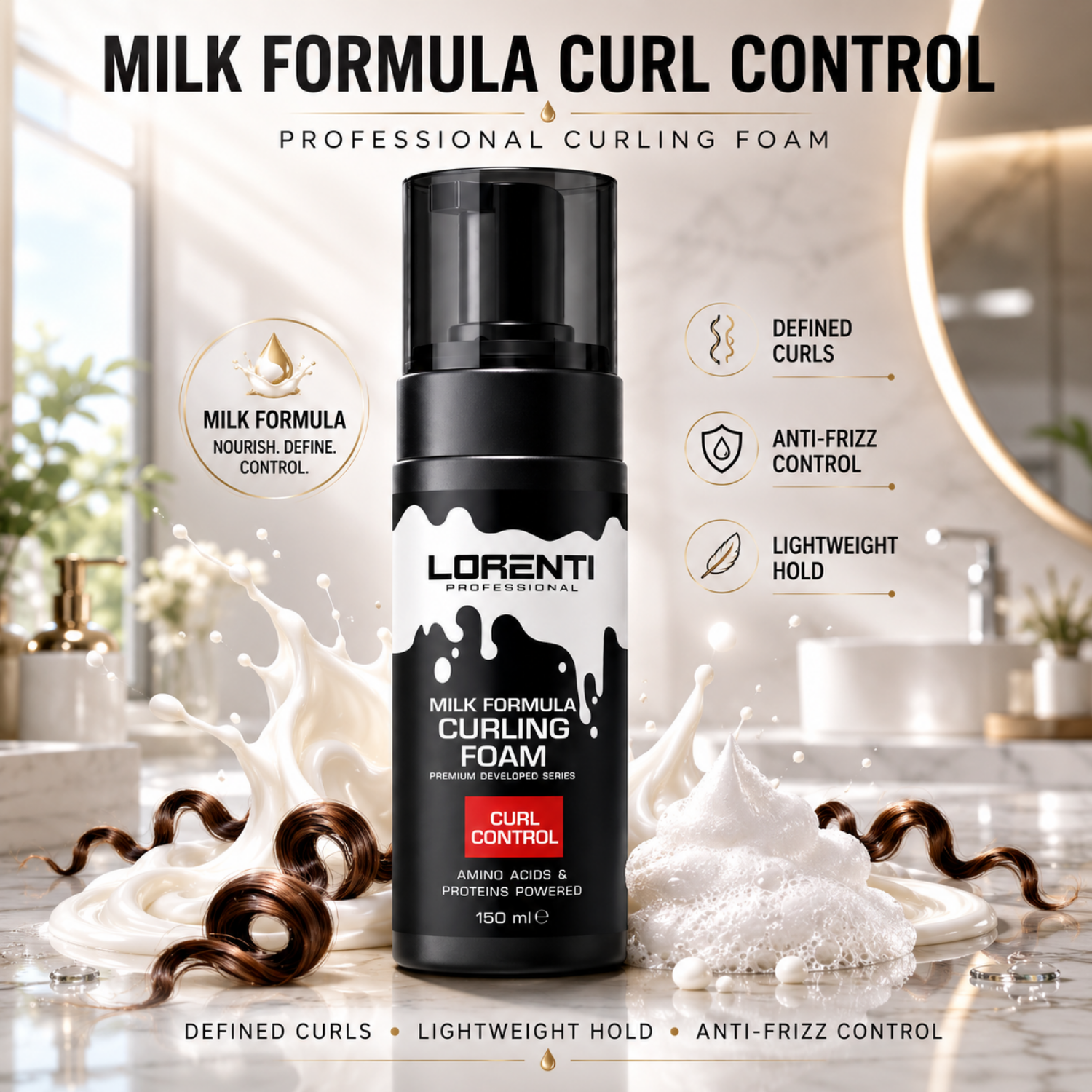 Lorenti Curling Foam Milk Formula 150 ml | Lockenschaum für definierte Curls