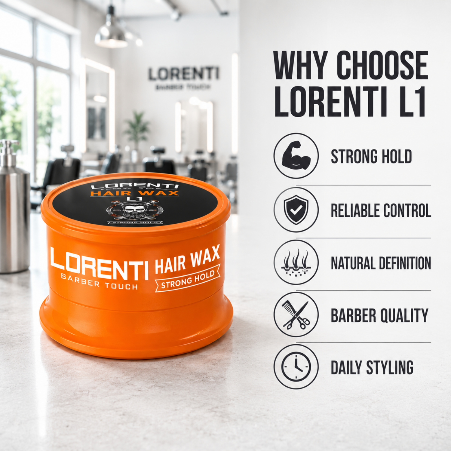Lorenti Hair Wax L1 Strong Hold – Starkes Haarwachs für Herren 150ml