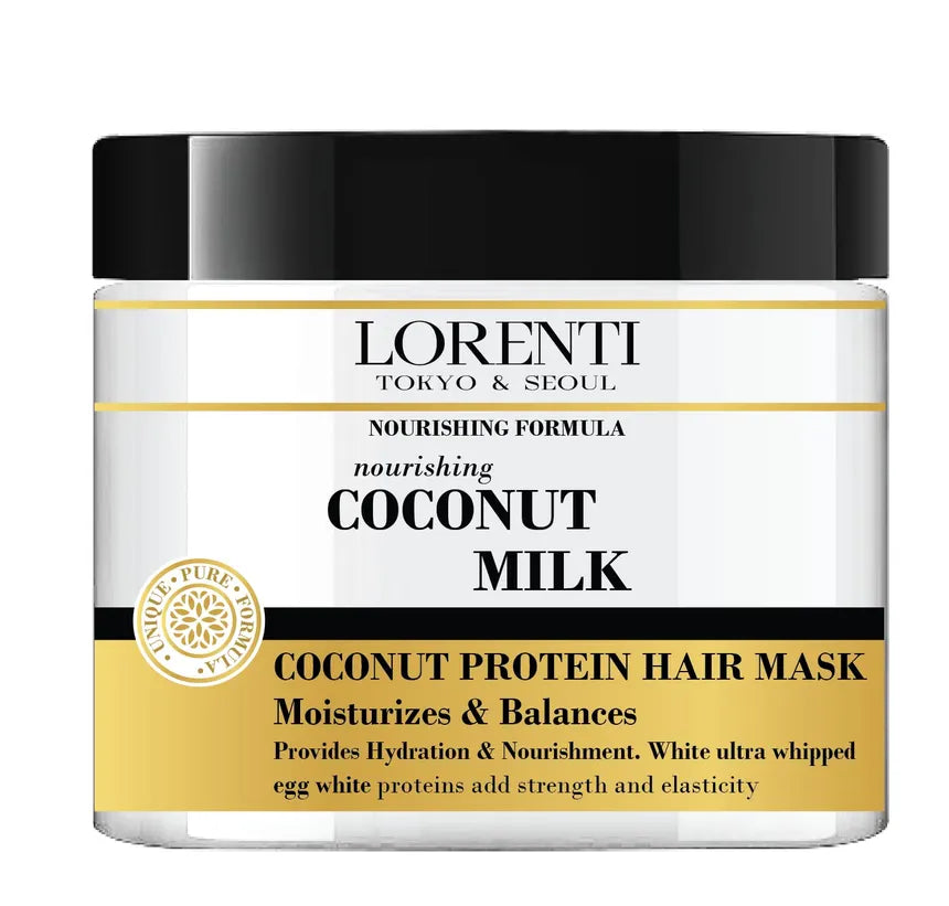 LORENTI TOKYO & SEOUL Coconut Milk, Argan Oil, Black Garlic, Collagen & Biotin, Brazilian Keratin Hair Care Mask 500ml