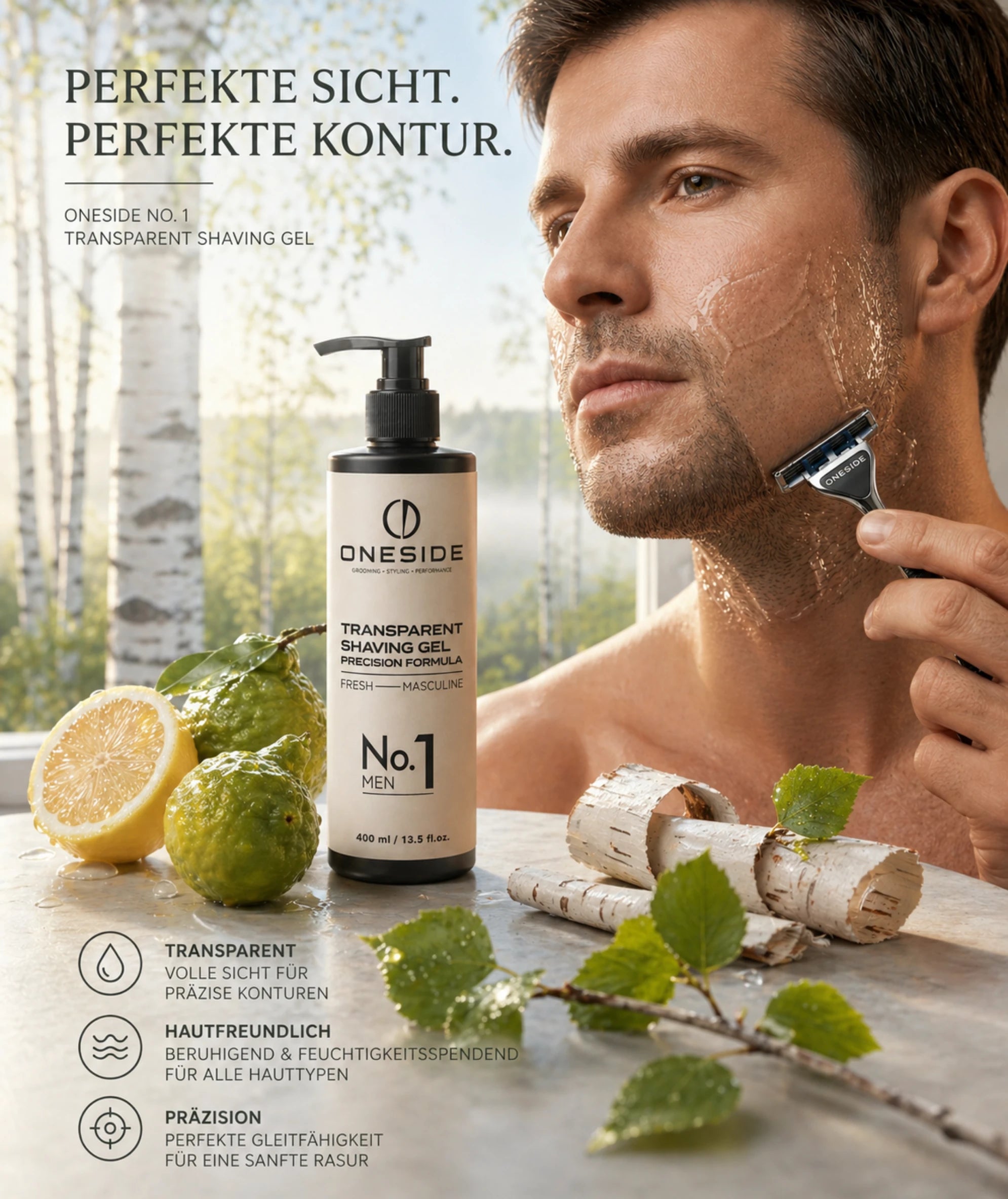 ONESIDE Transparent Shaving Gel No. 1 - Fresh Masculine