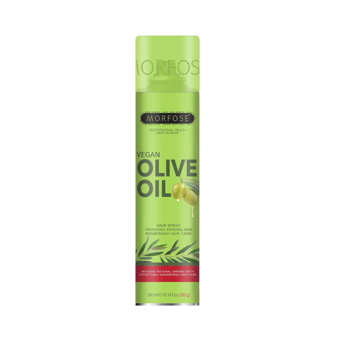 Morfose Hair Spray Vegan Olive Oil 300 ml – Starker Halt, vegane Formel & natürlicher Glanz