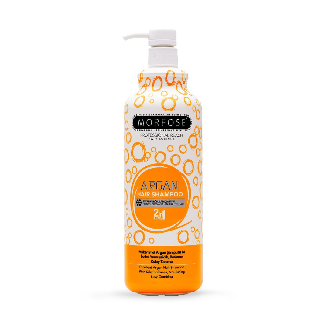 Morfose Argan Hair Shampoo Orange 1000 ml – Feuchtigkeit & Pflege, regenerierendes Arganöl-Shampoo für geschmeidiges, glänzendes Haar