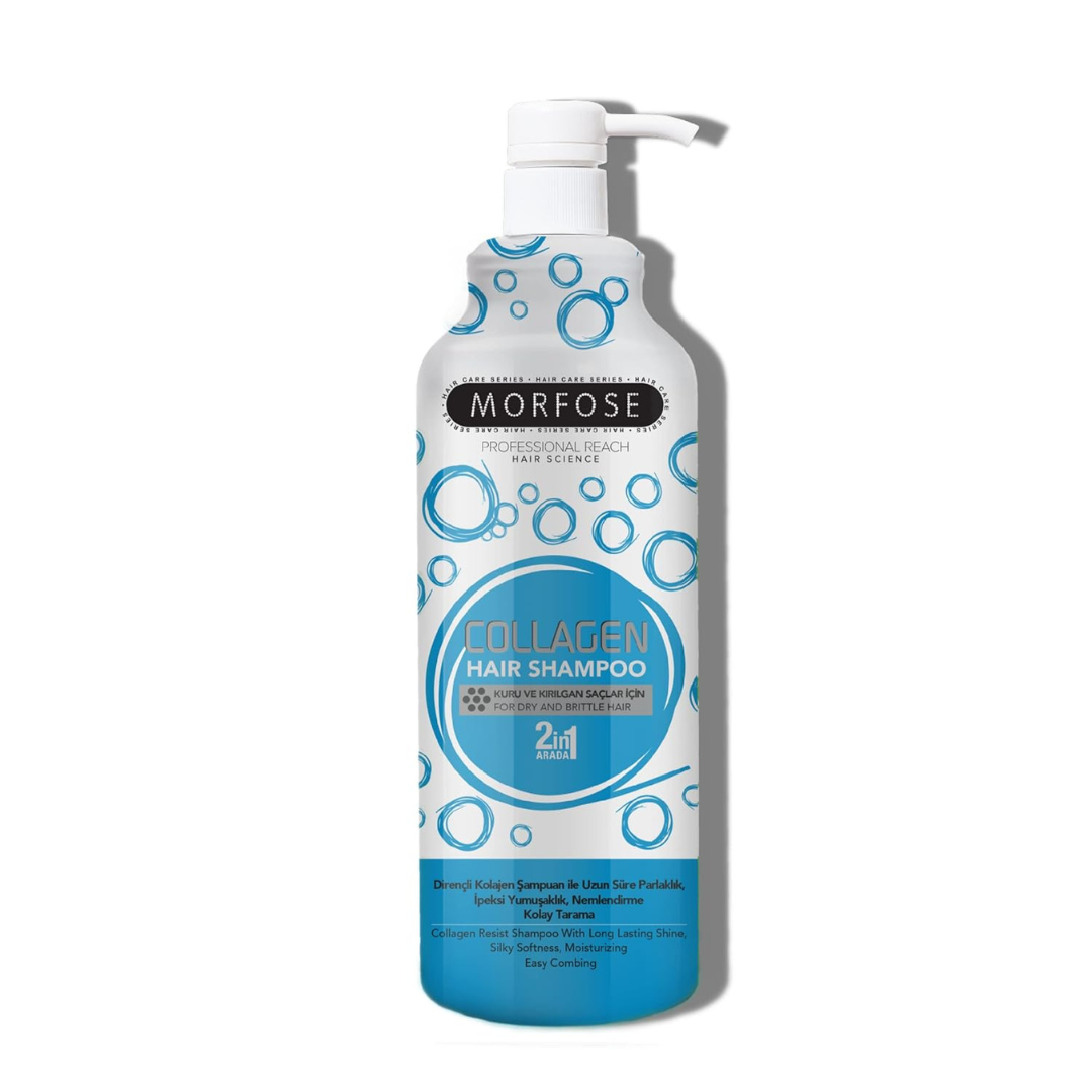 Morfose Collagen Hair Shampoo Blue 1000 ml – Aufbau & Volumen, stärkendes Kollagen-Shampoo für feines und strapaziertes Haar