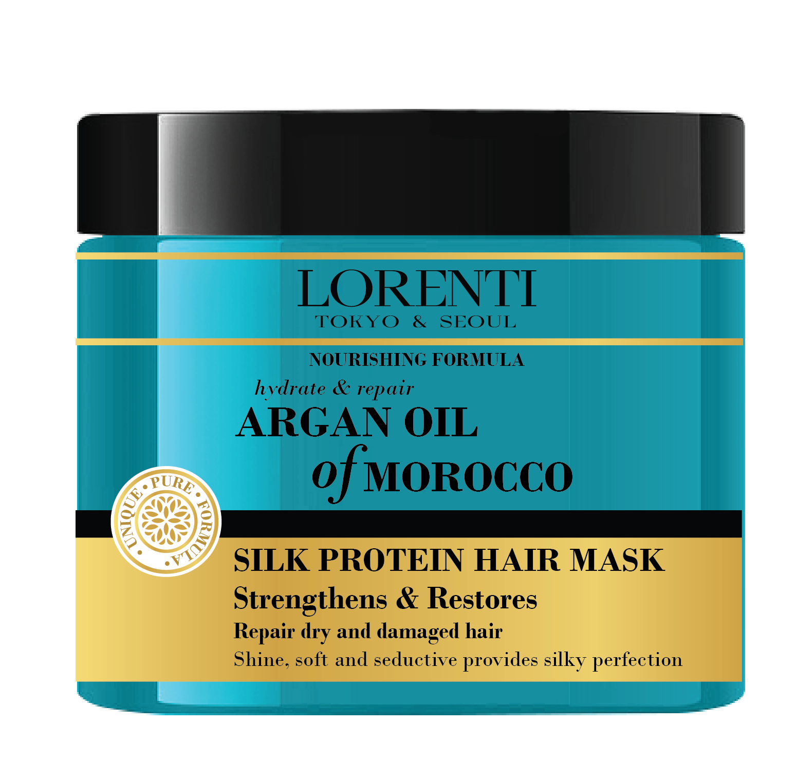LORENTI TOKYO & SEOUL Coconut Milk, Argan Oil, Black Garlic, Collagen & Biotin, Brazilian Keratin Hair Care Mask 500ml