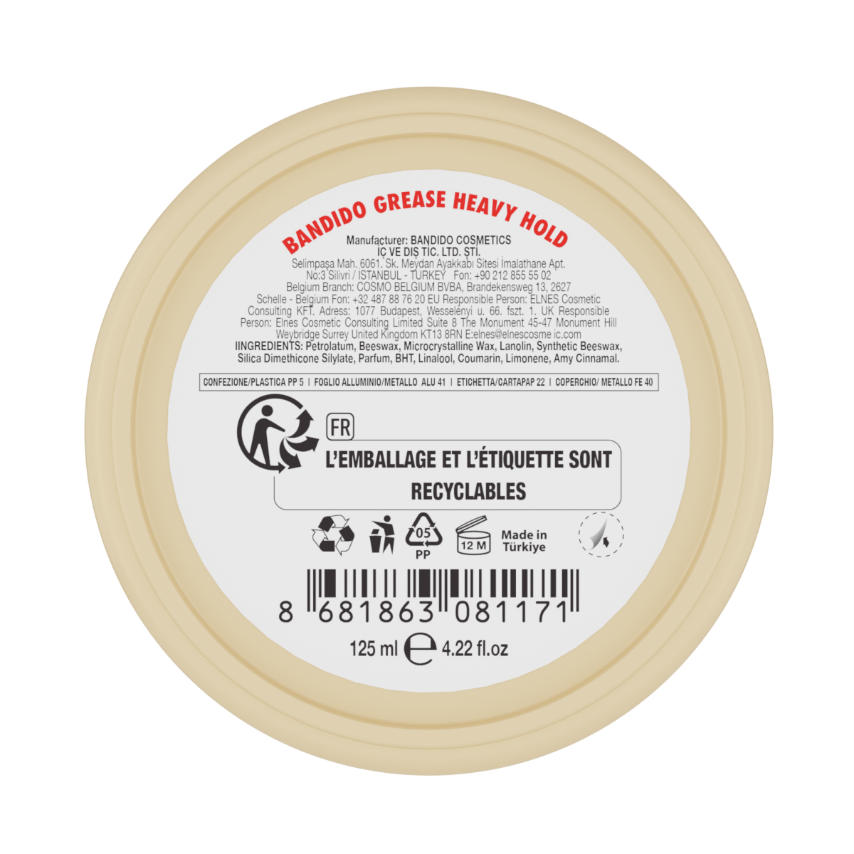 BANDIDO Greasy Heavy Hold Pomade 125ml - AZURUM