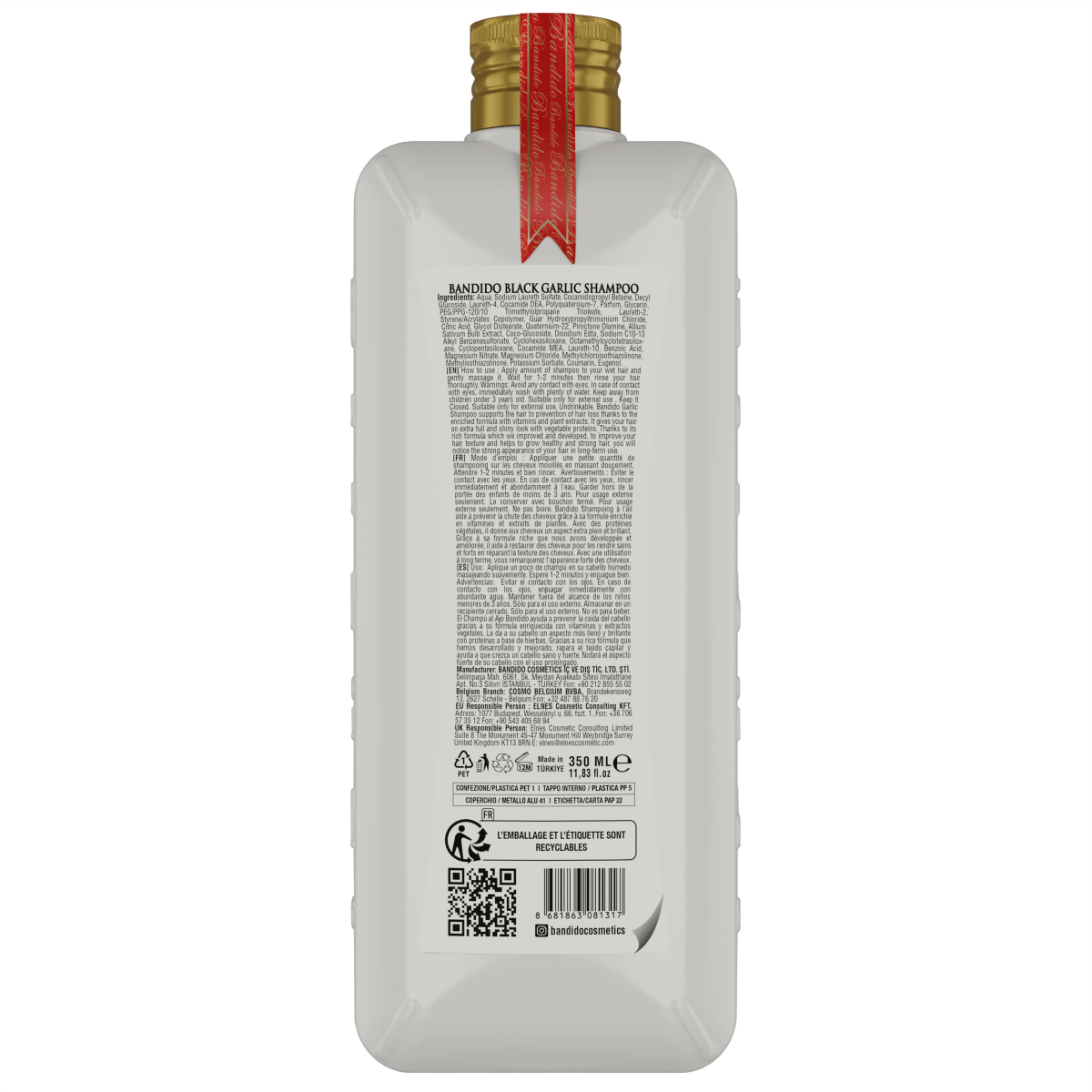 Bandido Men Black Garlic Shampoo 350ml schwarzer Knoblauchextrakt zur Stärkung des Haares - AZURUM