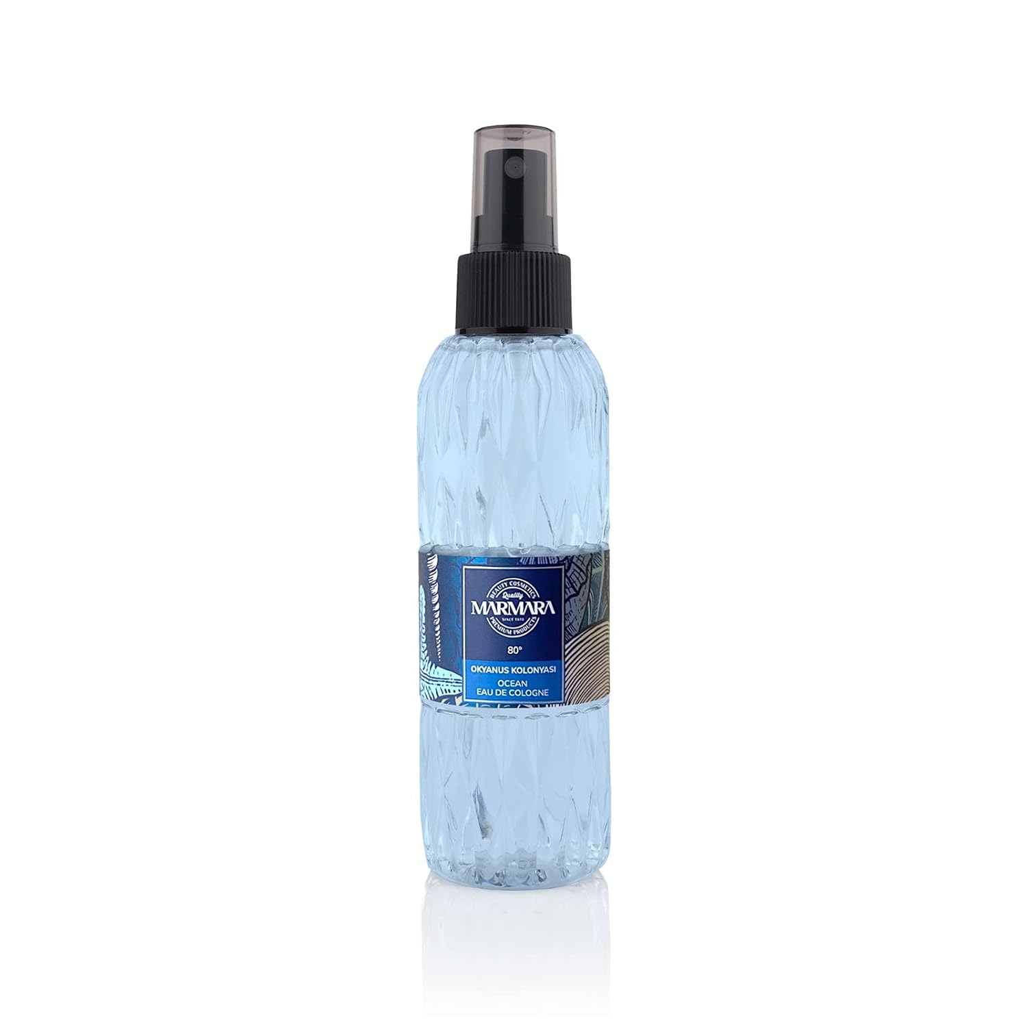 Marmara BEAUTY Eau de Cologne Spray OCEAN 150ml - 80° Alkohol - erfrischendes Bodyspray für Frauen - Duftwasser für Damen und Herren Unisex - Erfrischt kühlt - Frisch & Sportlich