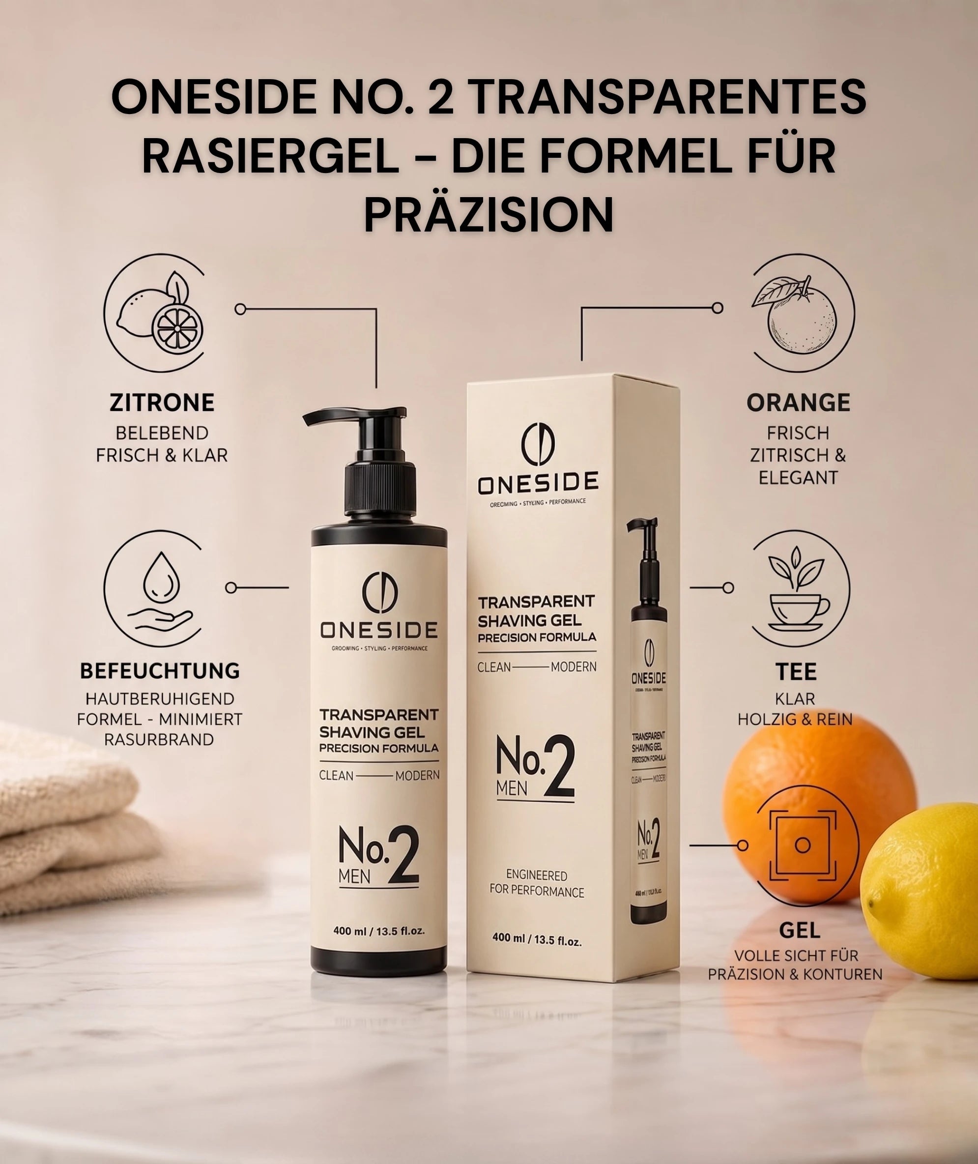 ONESIDE Transparent Shaving Gel No. 2 - Clean Modern