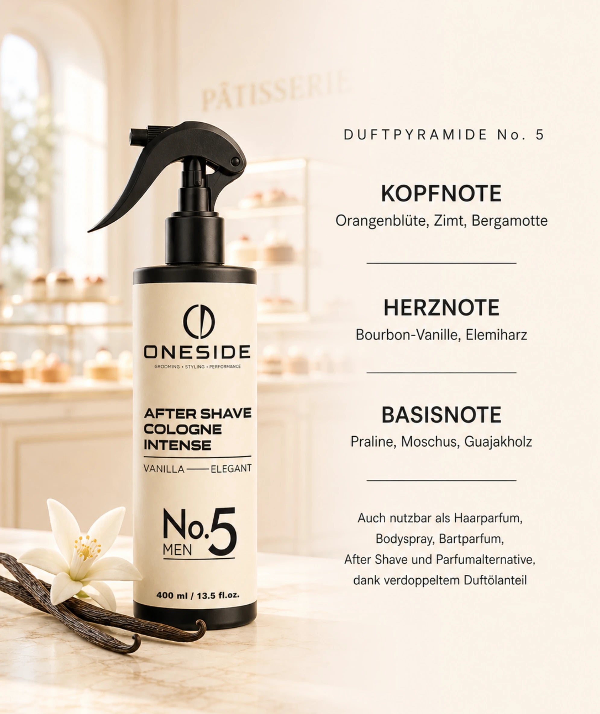 ONESIDE After Shave Cologne Intense No. 5 - Vanilla Elegant