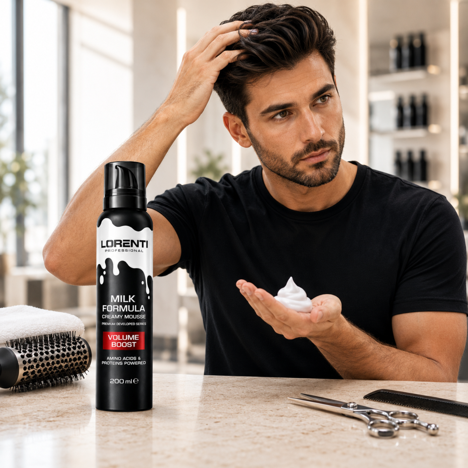 Lorenti Professional Milk Formula Creamy Mousse Volume Boost 200 ml – Volumenschaum mit Aminosäuren & Proteinen