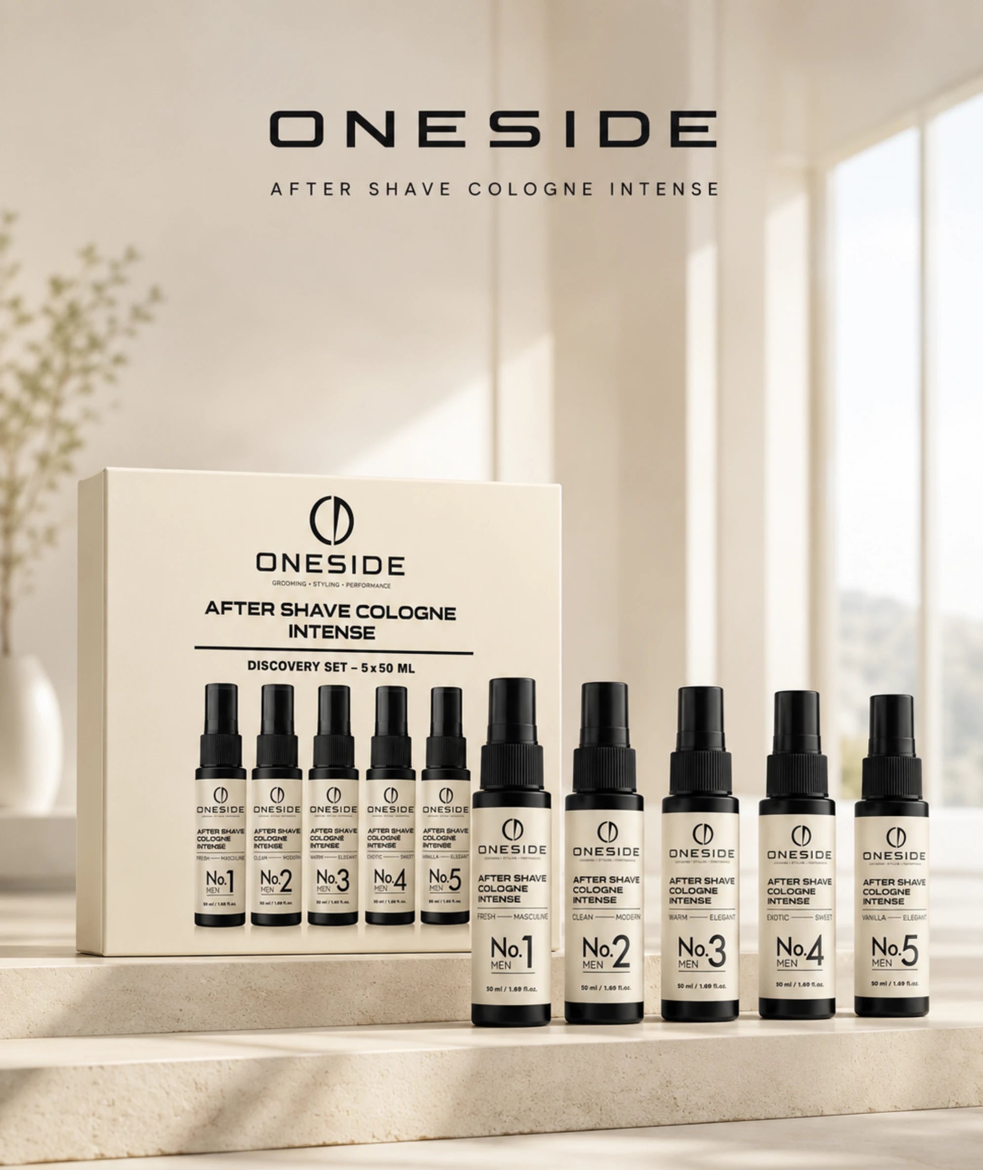 ONESIDE After Shave Cologne Intense — Discovery Set (5 × 50 ml)