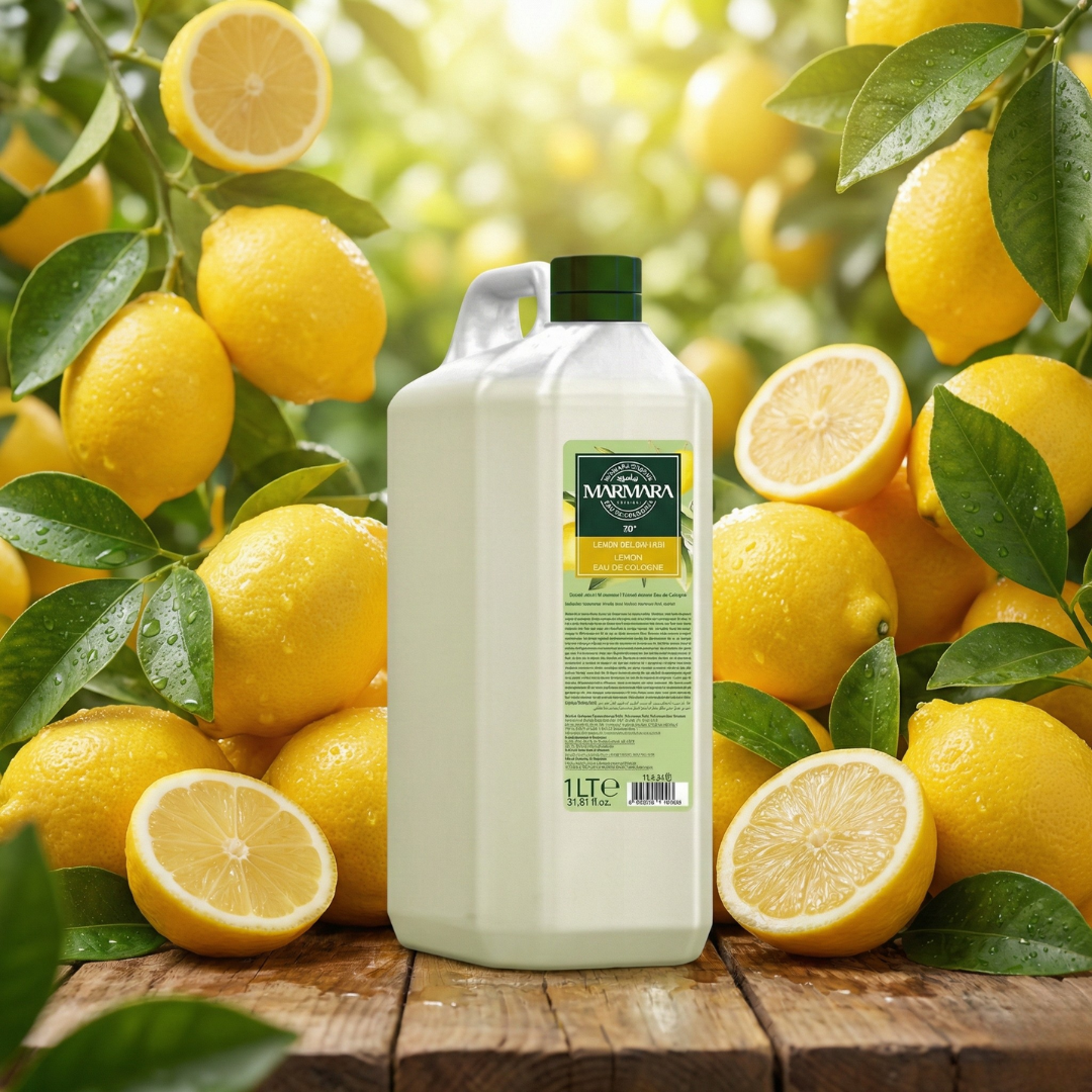 Marmara Eau de Cologne 1L mit Pumpe – 80% Alkohol – Erfrischendes Kolonya für Damen & Herren – Hautdesinfektion & Aftershave