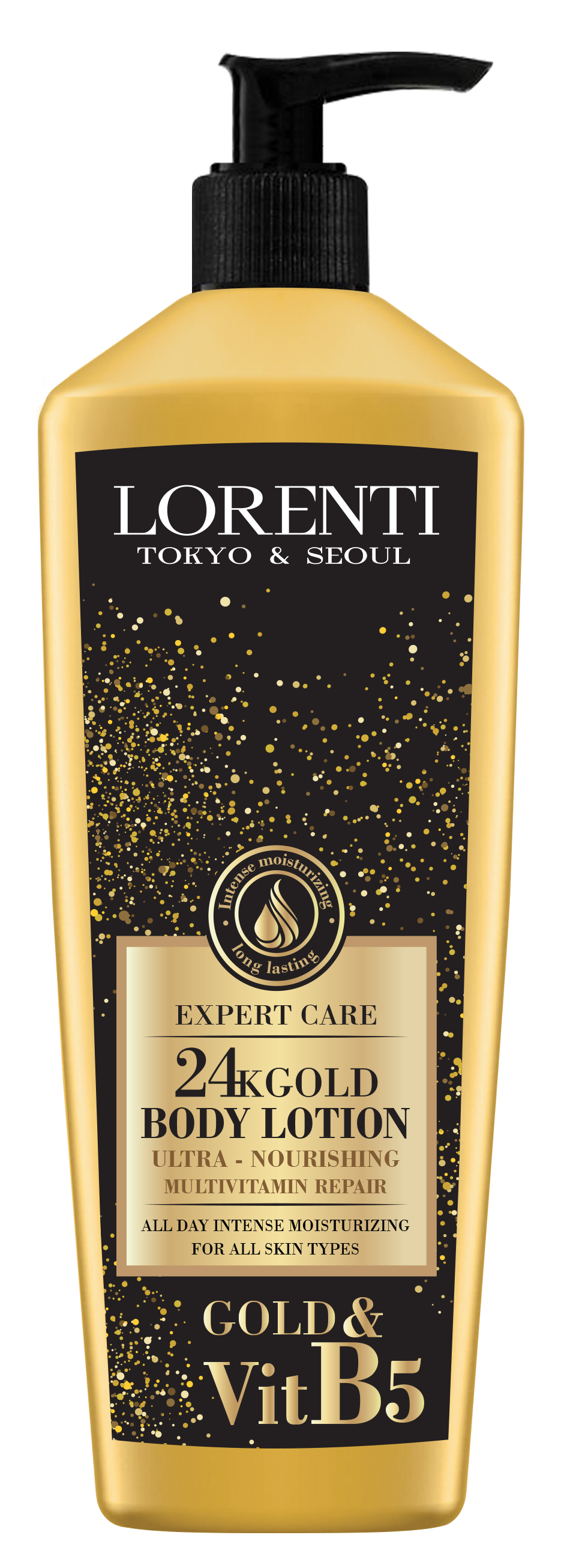 LORENTI TOKYO & SEOUL Damen Body Cream Lotion Argan Oil & Vanilla, 24K Gold & Vitamin,  Aloe & Cucumber,  Honey &  Milk Body Lotion 400ml