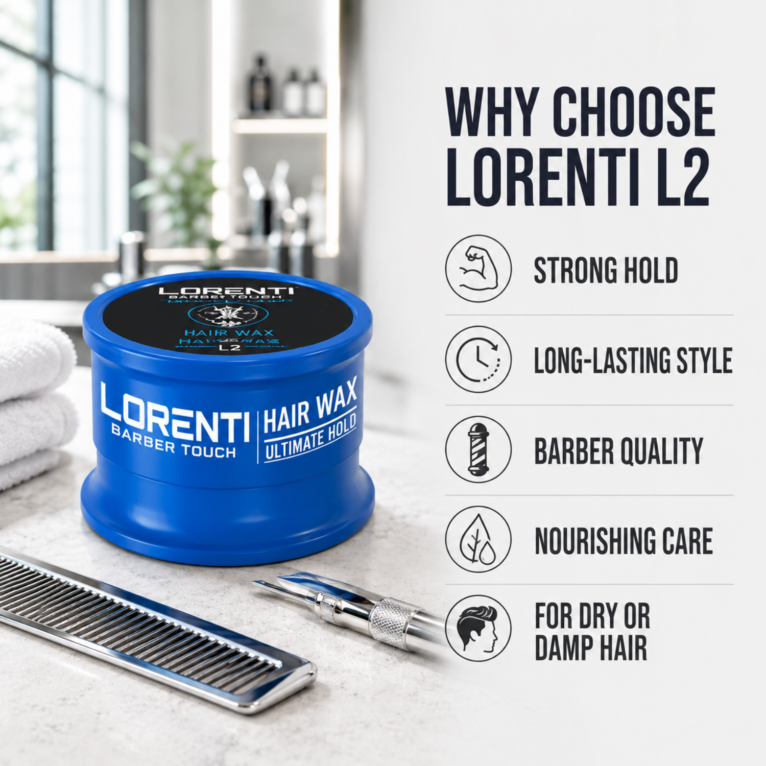 Lorenti Hair Wax L2 Ultimate Hold – Extra Starkes Haarwachs 150ml