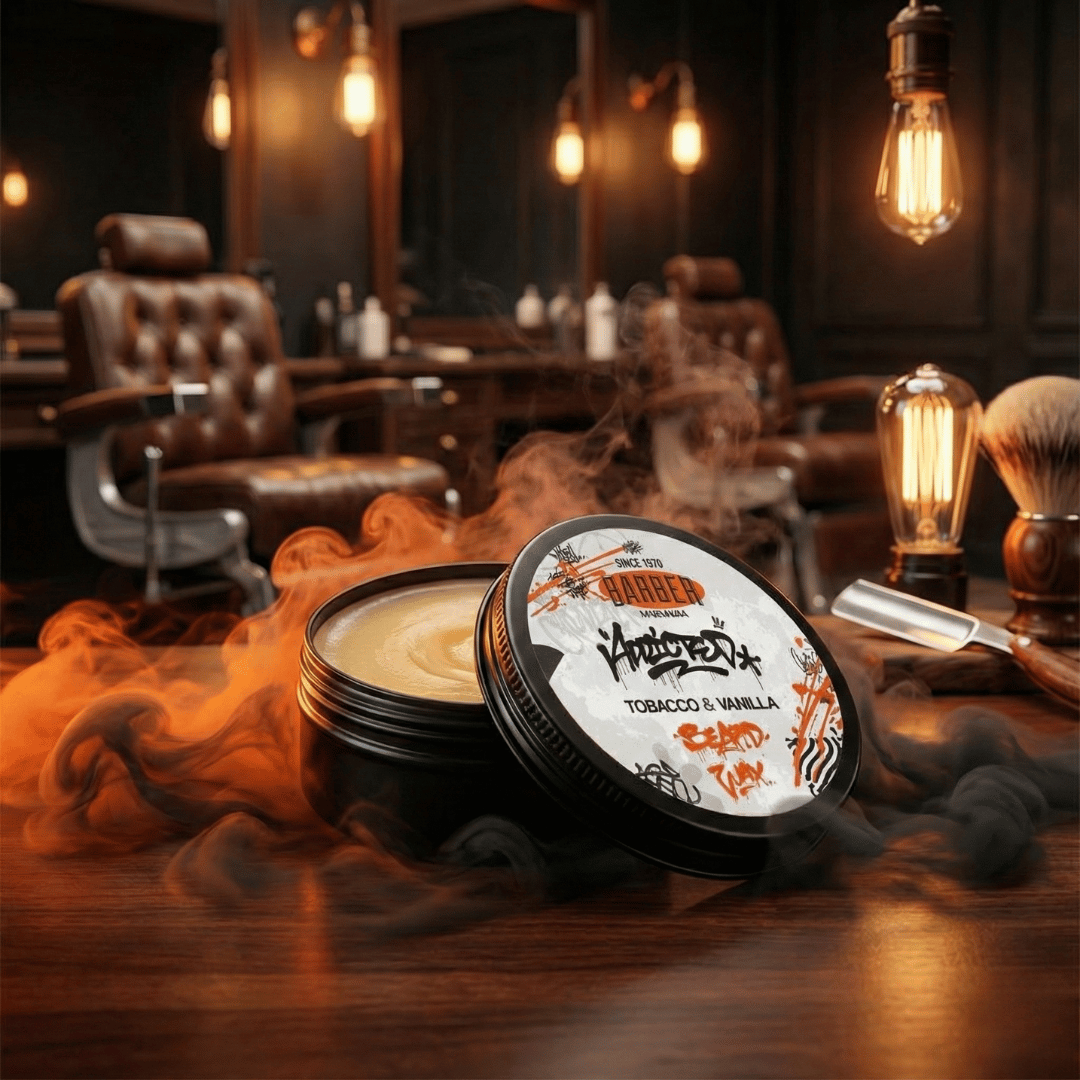BARBER BEARD SET TOBACCO & VANILLA; WAX + SHAMPOO + OIL