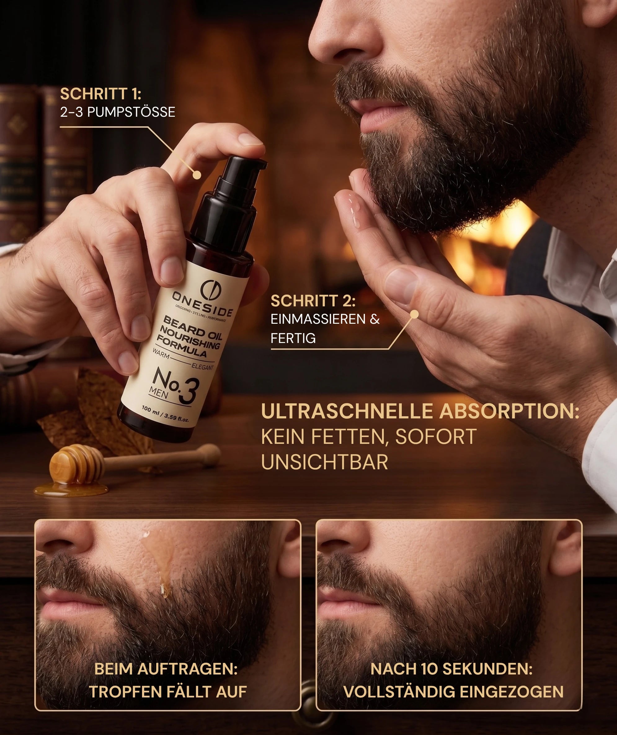 ONESIDE Beard Oil Nourishing Formula No. 3 - Warm Elegant