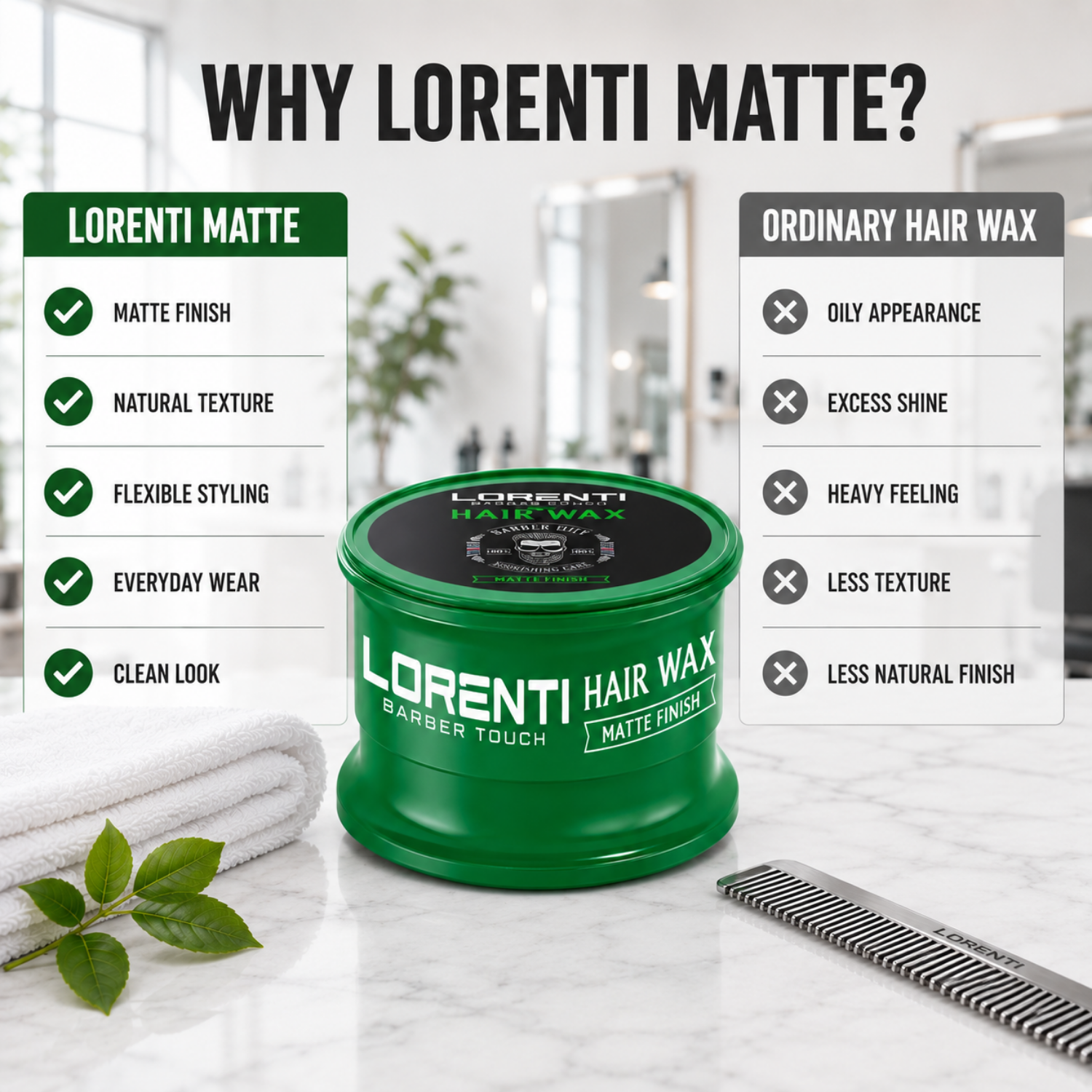 Lorenti Hair Wax Matte Finish – Mattes Haarwachs für Herren 150ml