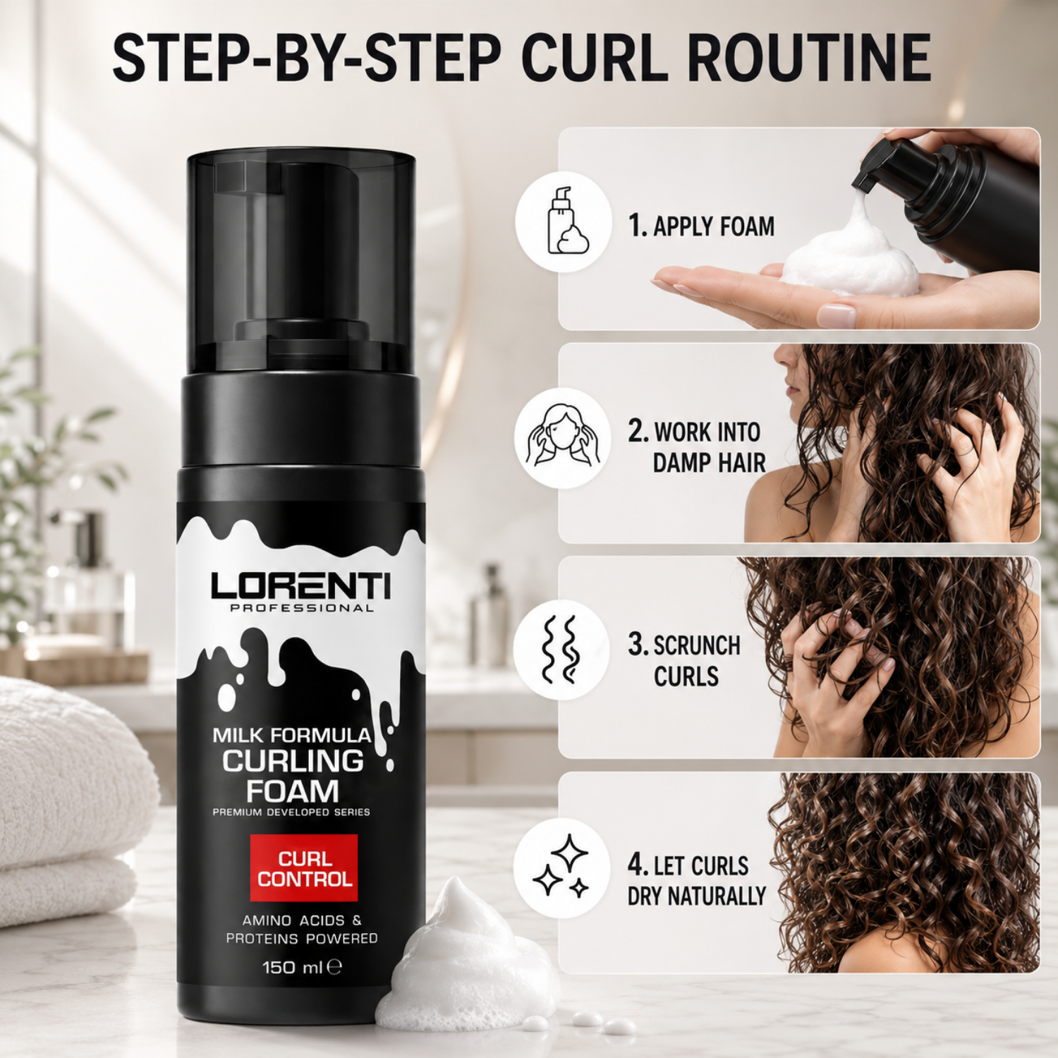 Lorenti Curling Foam Milk Formula 150 ml | Lockenschaum für definierte Curls