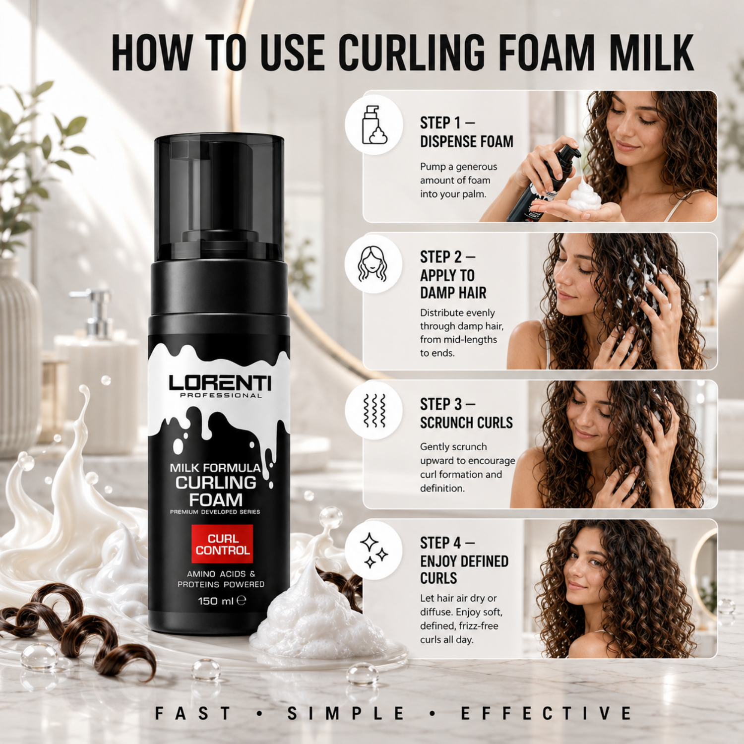Lorenti Curling Foam Milk Formula 150 ml | Lockenschaum für definierte Curls