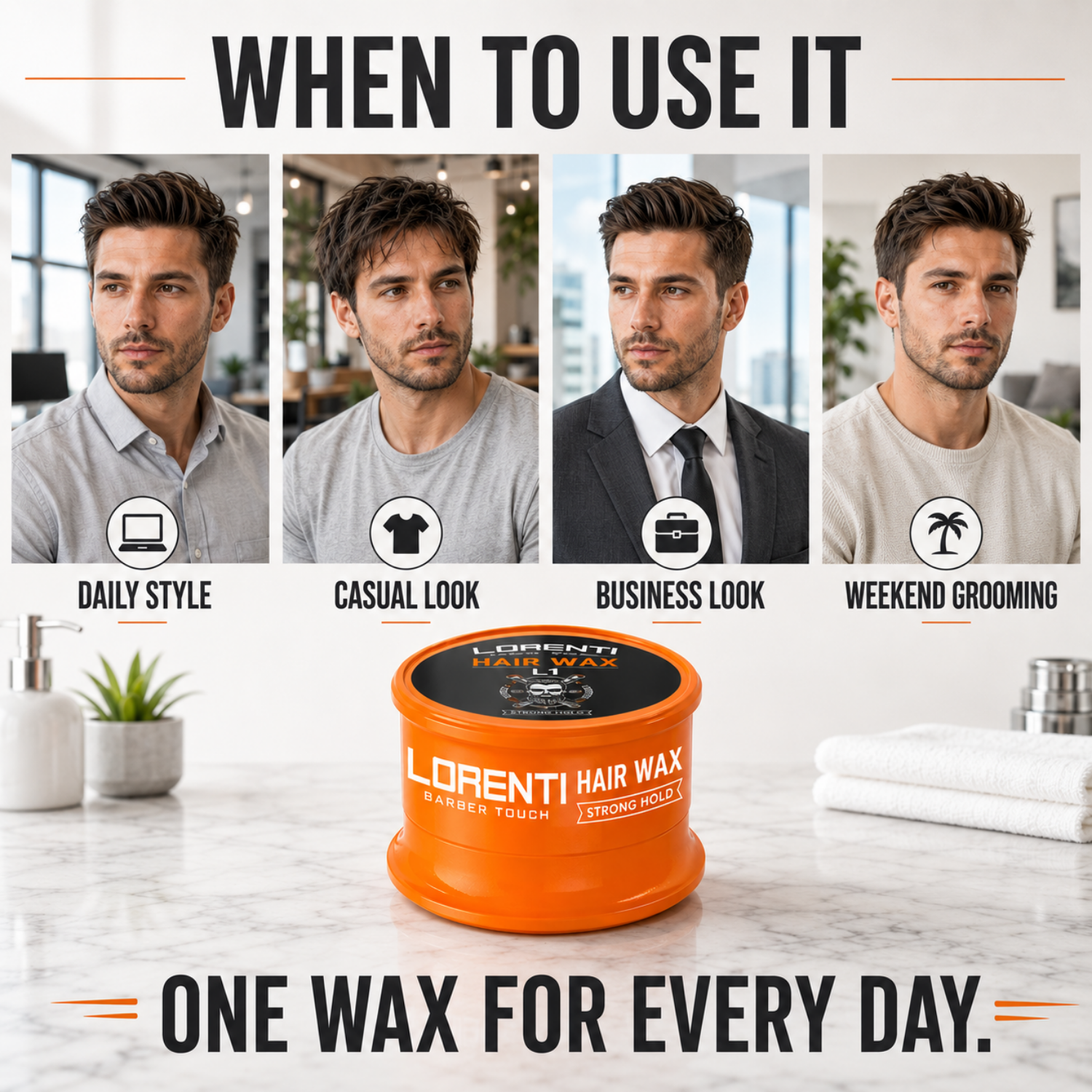 Lorenti Hair Wax L1 Strong Hold – Starkes Haarwachs für Herren 150ml