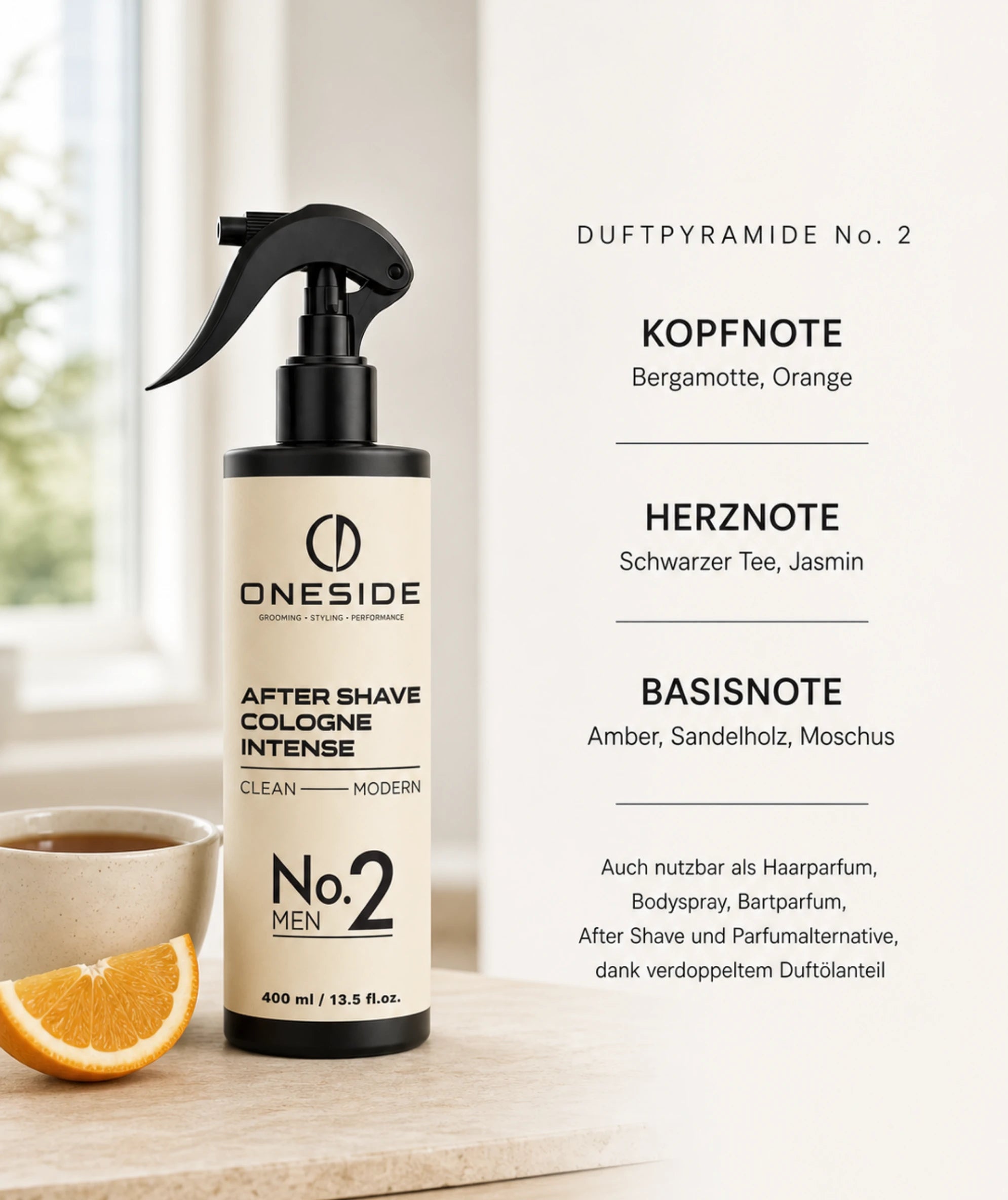 ONESIDE After Shave Cologne Intense No. 2 - Clean Modern