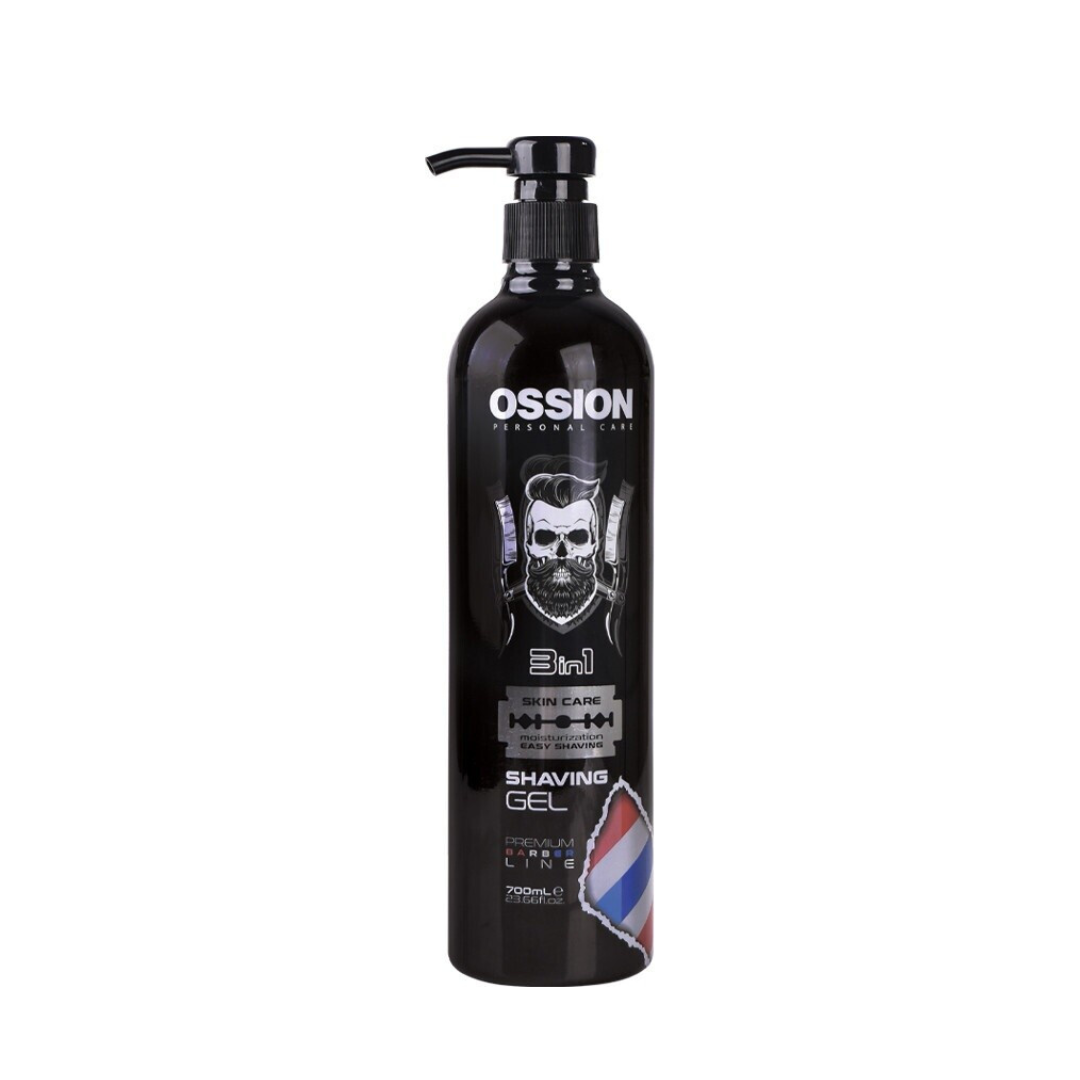 Ossion Premium Barber Line Shaving Gel Black Bomb 1000 ml, 3in1 Shaving Gel 700ml, Morfose Blueness Shavin gel 500ml