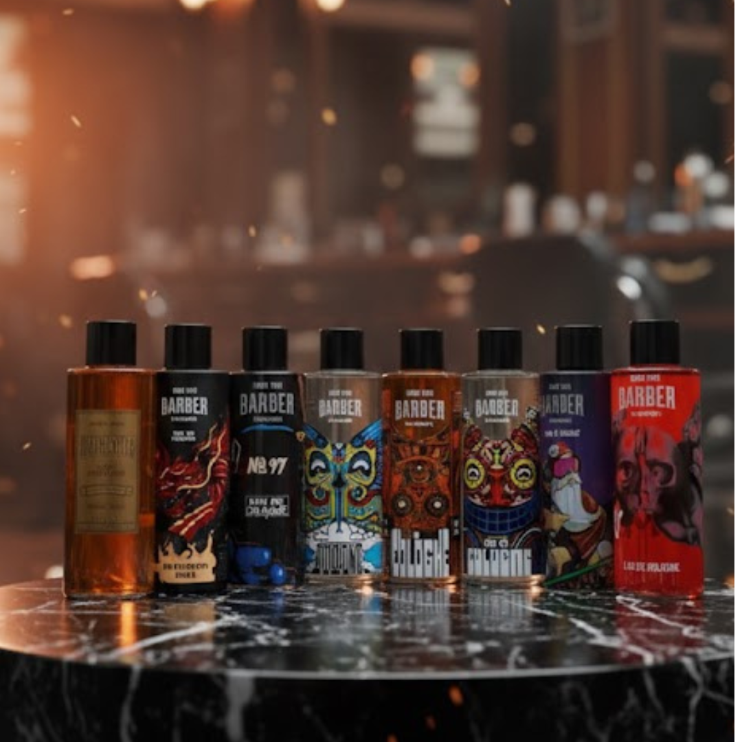 BARBER COLOGNE 500 ML SPECIAL EDITIONS: GOLD EDITION, AMIKOO, CHRISTMAS, COLOMBIA, DIAMOND, DARK, NO.99, PUERTO RICO, DRAGON