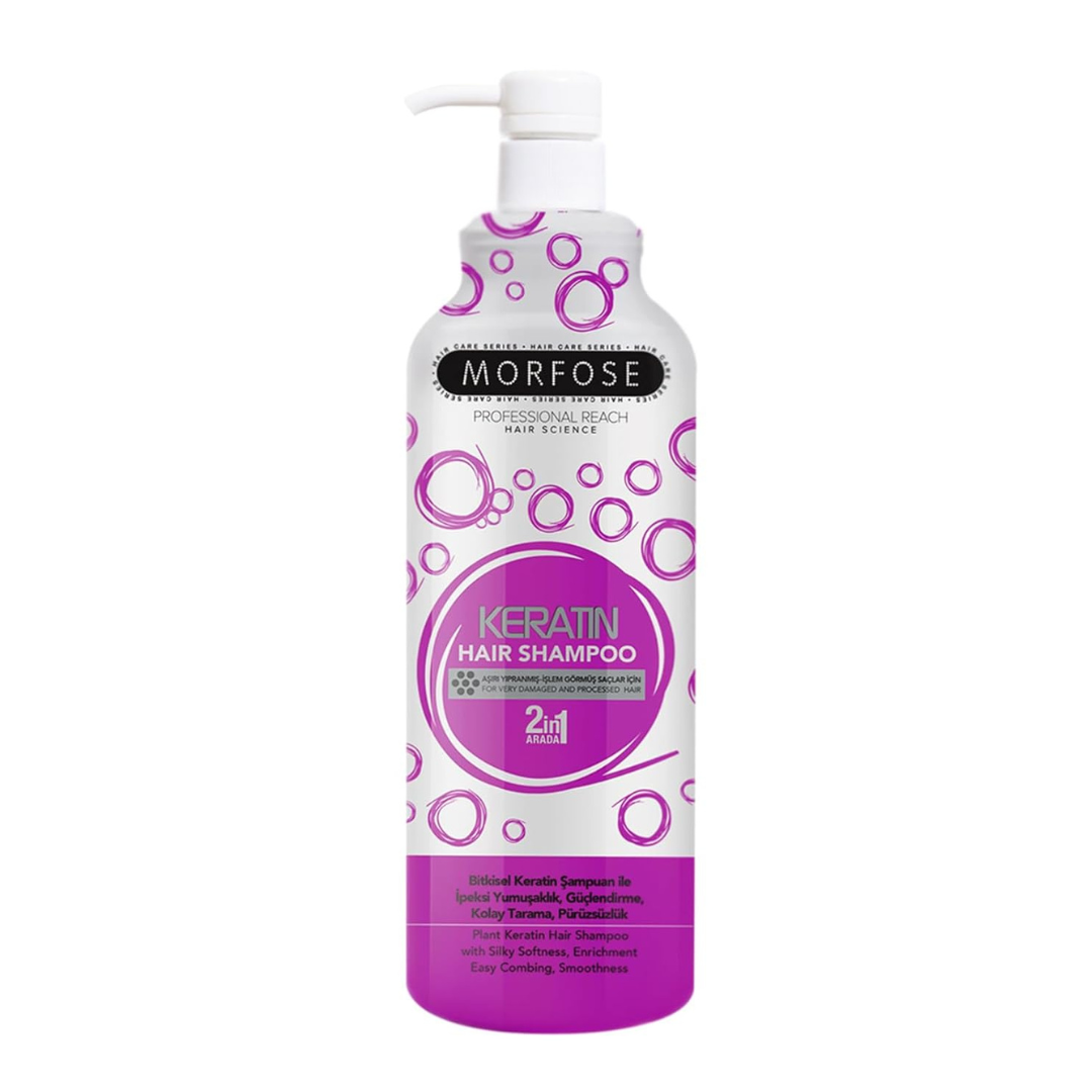 Morfose Hair Shampoo Keratin, Collagen, Argan, Biotin, Milk Therapy, Silver  – Feuchtigkeit & Pflege 1000 ml