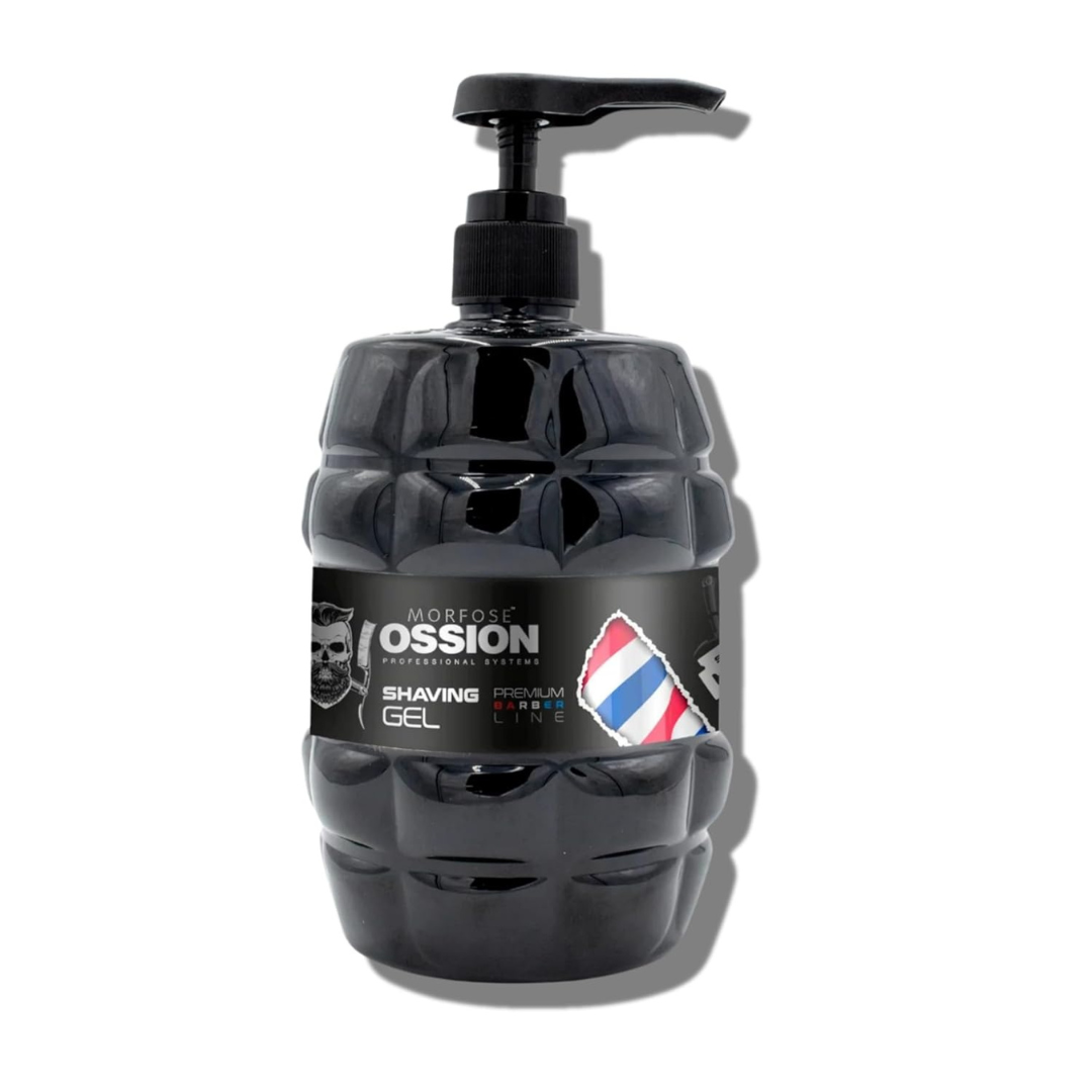 Ossion Premium Barber Line Shaving Gel Black Bomb 1000 ml, 3in1 Shaving Gel 700ml, Morfose Blueness Shavin gel 500ml