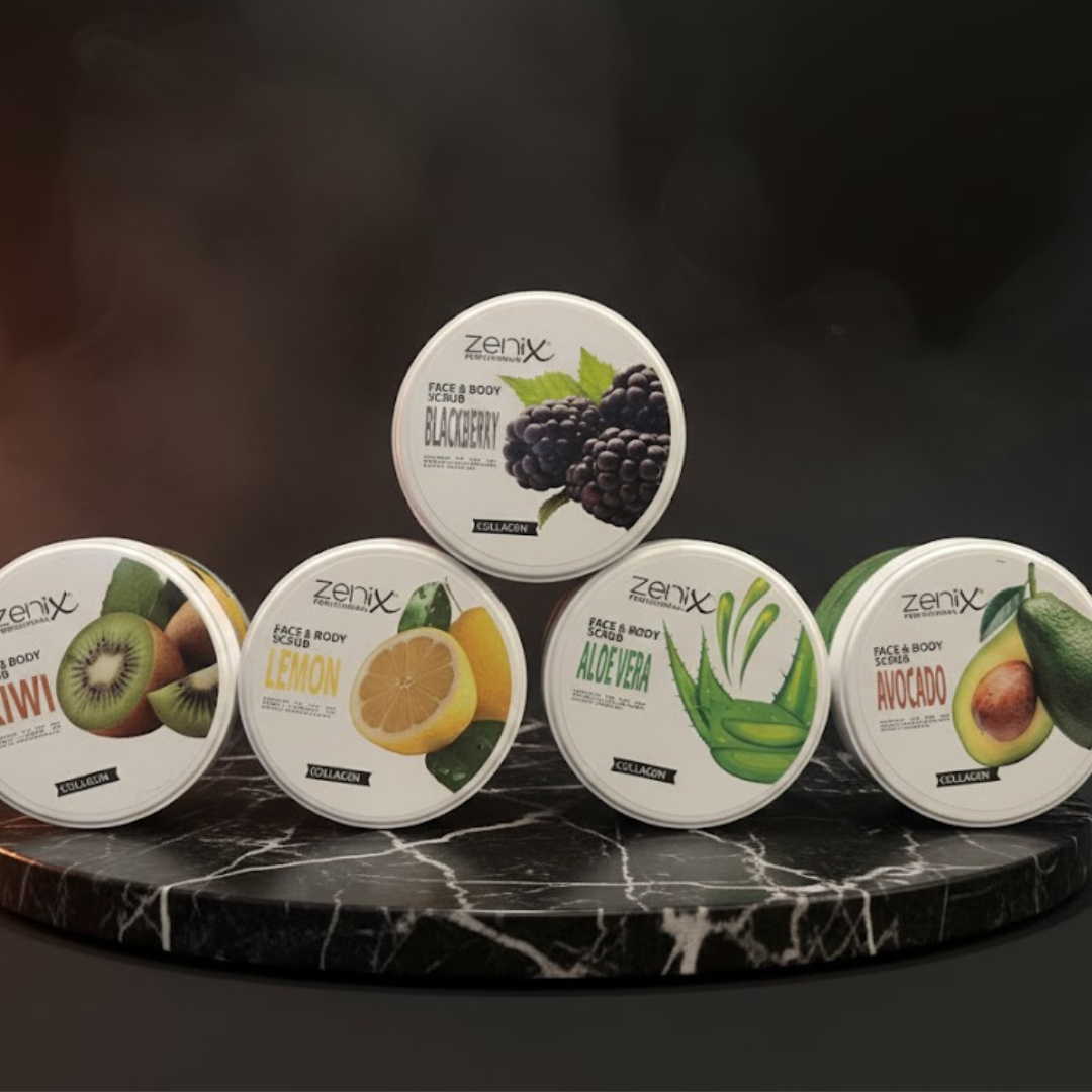 Zenix Face & Body Scrub 275ml | Hautreinigendes Peeling für Gesicht und Körper | entfernt abgestorbene Zellen | klärt Talg | pflegt die Haut | Spendet der Haut Feuchtigkeit - Aloe Vera, Lemon, Kiwi, Blackberry, Avocado