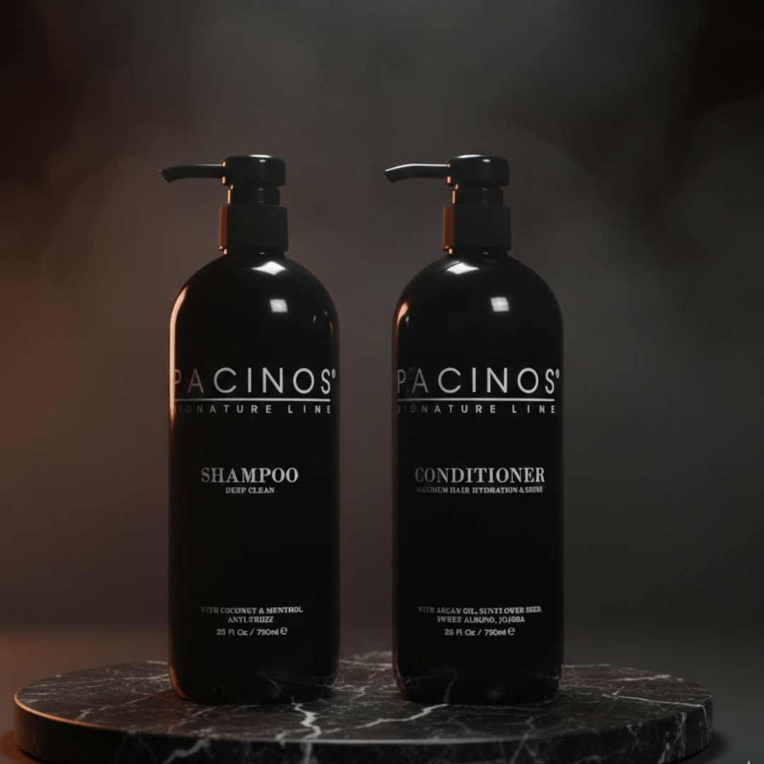 Pacinos Shampoo für Männer 750ml | Tiefen Reinigung | Friseur Herren | Friseurbedarf | Verringert Haarausfall | Barbershop | Für Alle Haartypen | Anti-Frizz | Kokosnuss & Menthol, Arganöl, Sonnenblumensamen, Süßmandel & Jojobaöl