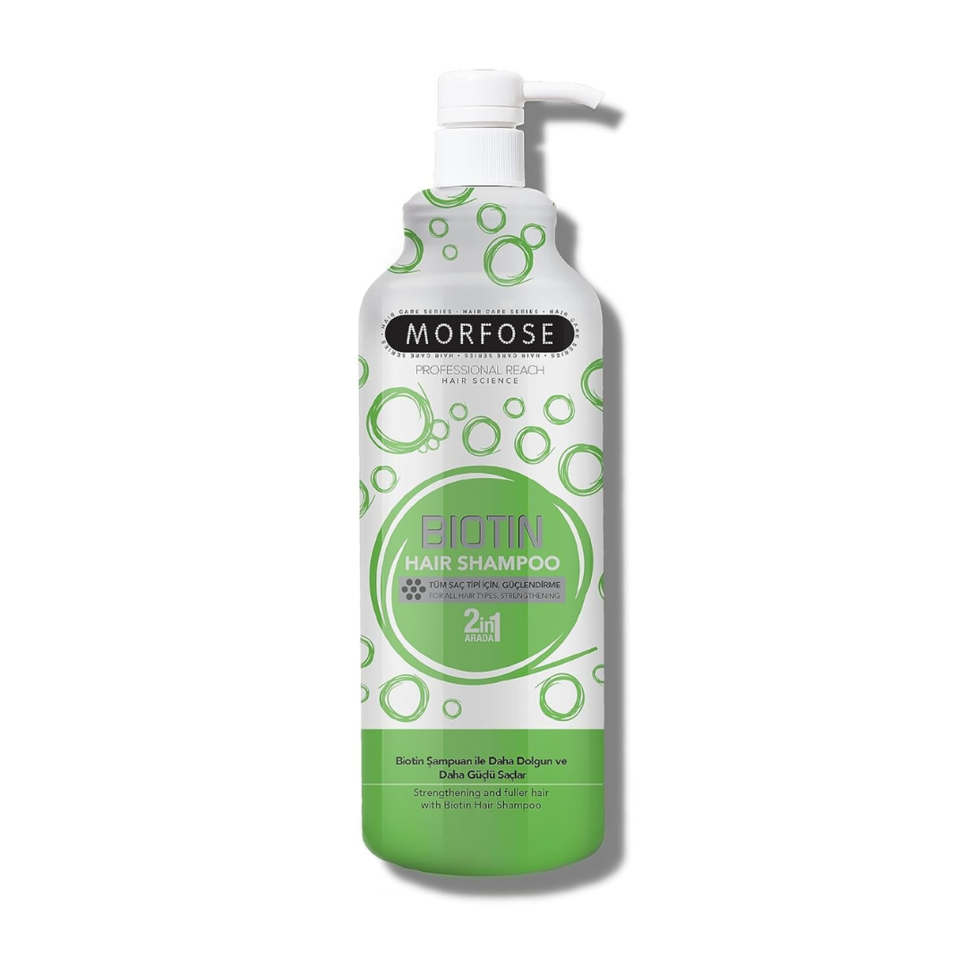 Morfose Biotin Hair Shampoo Green 1000 ml – Stärkung & Haarwachstum, pflegendes Biotin-Shampoo für kräftigeres, volles Haar