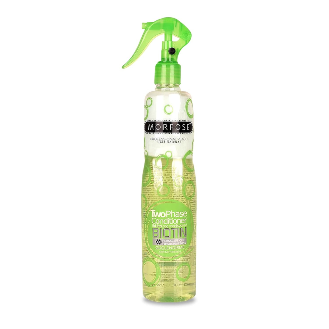 Morfose 2 Phase Conditioner Biotin Green 400 ml – Stärkender Leave-In Spray für feines & brüchiges Haar