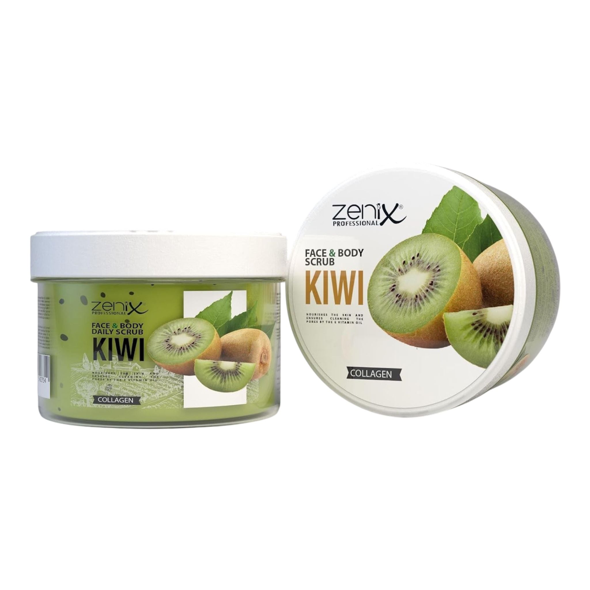 Zenix Face & Body Scrub 275ml | Hautreinigendes Peeling für Gesicht und Körper | entfernt abgestorbene Zellen | klärt Talg | pflegt die Haut | Spendet der Haut Feuchtigkeit - (Kiwi)