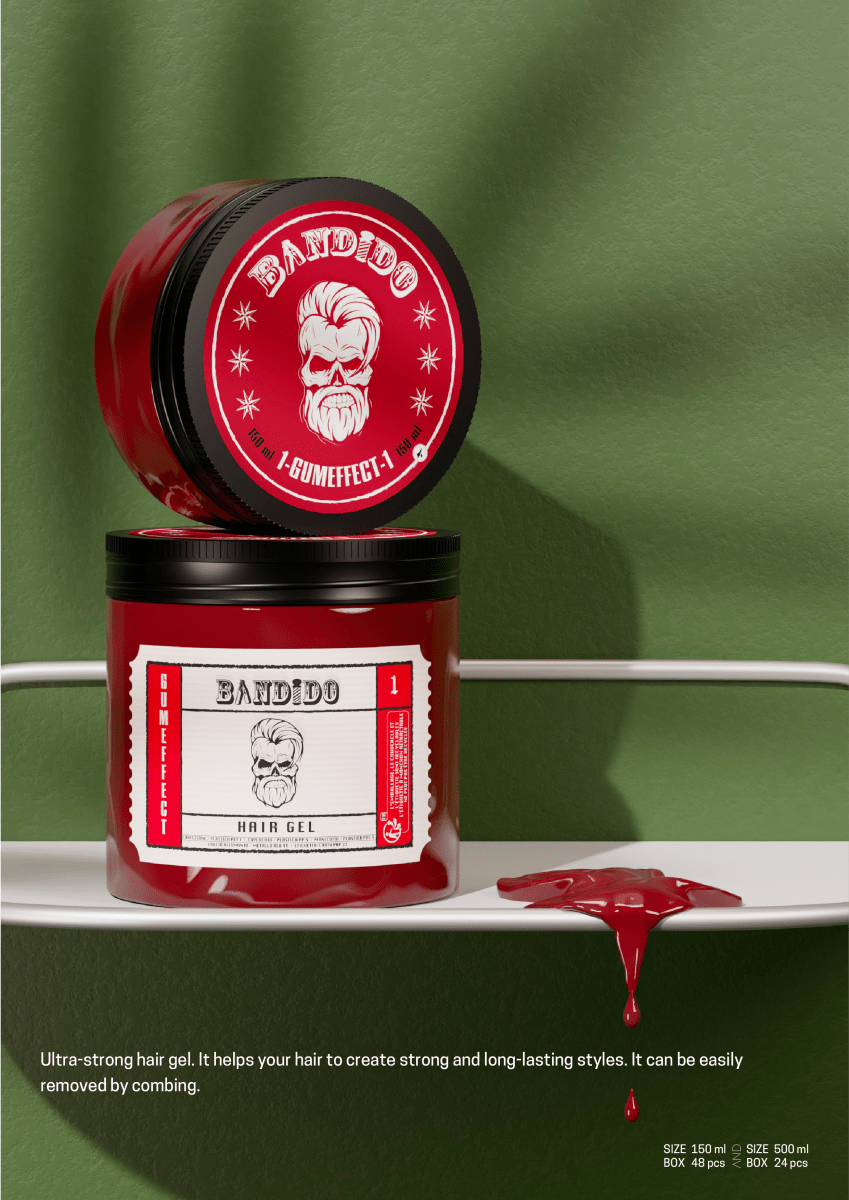 Bandido Hair Styling Gel Men 500ml 01 Gum Effect - AZURUM