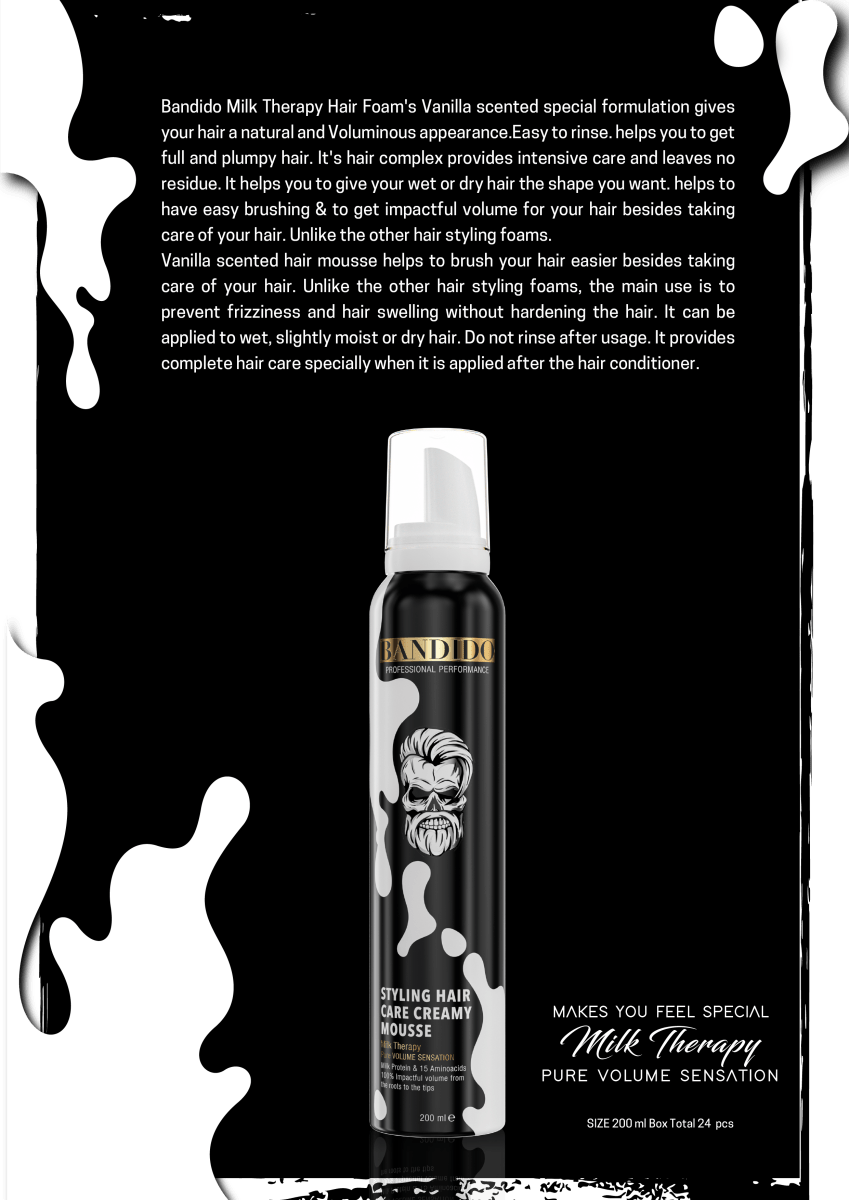 BANDIDO Milk Creamy Styling Hair Care Mousse 200ml - Haarpflege Conditioner - AZURUM