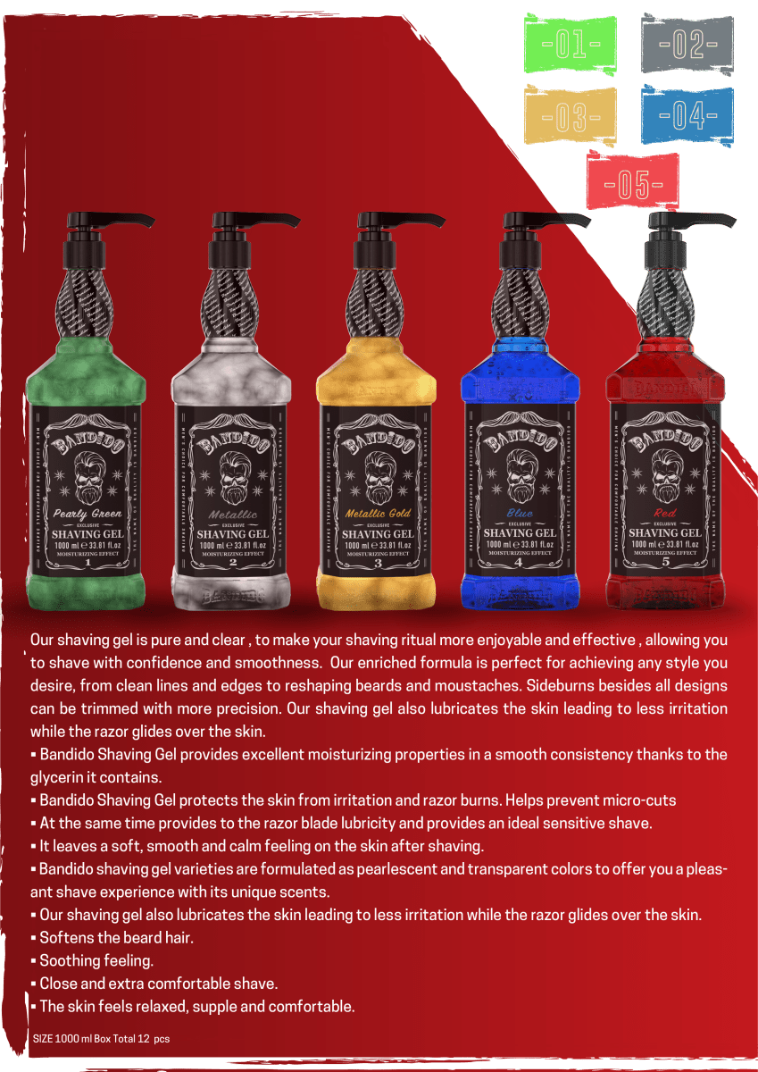 Bandido Shaving Gel Men Rasiergel 1000ml Transparent Männer Metallic Gold - AZURUM