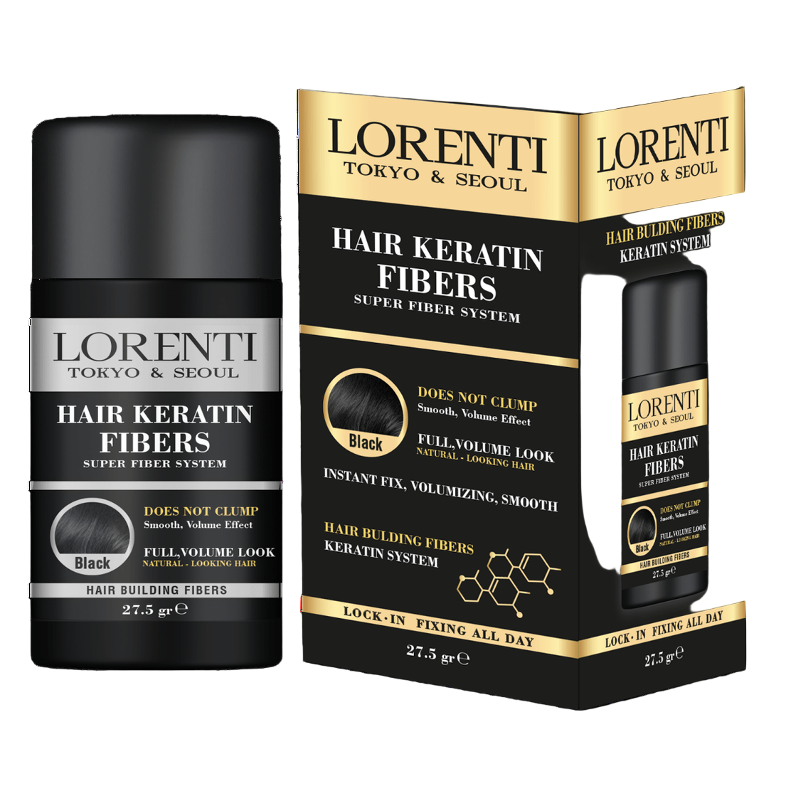 Lorenti Schwarz Haarfaser 27,5gr - AZURUM